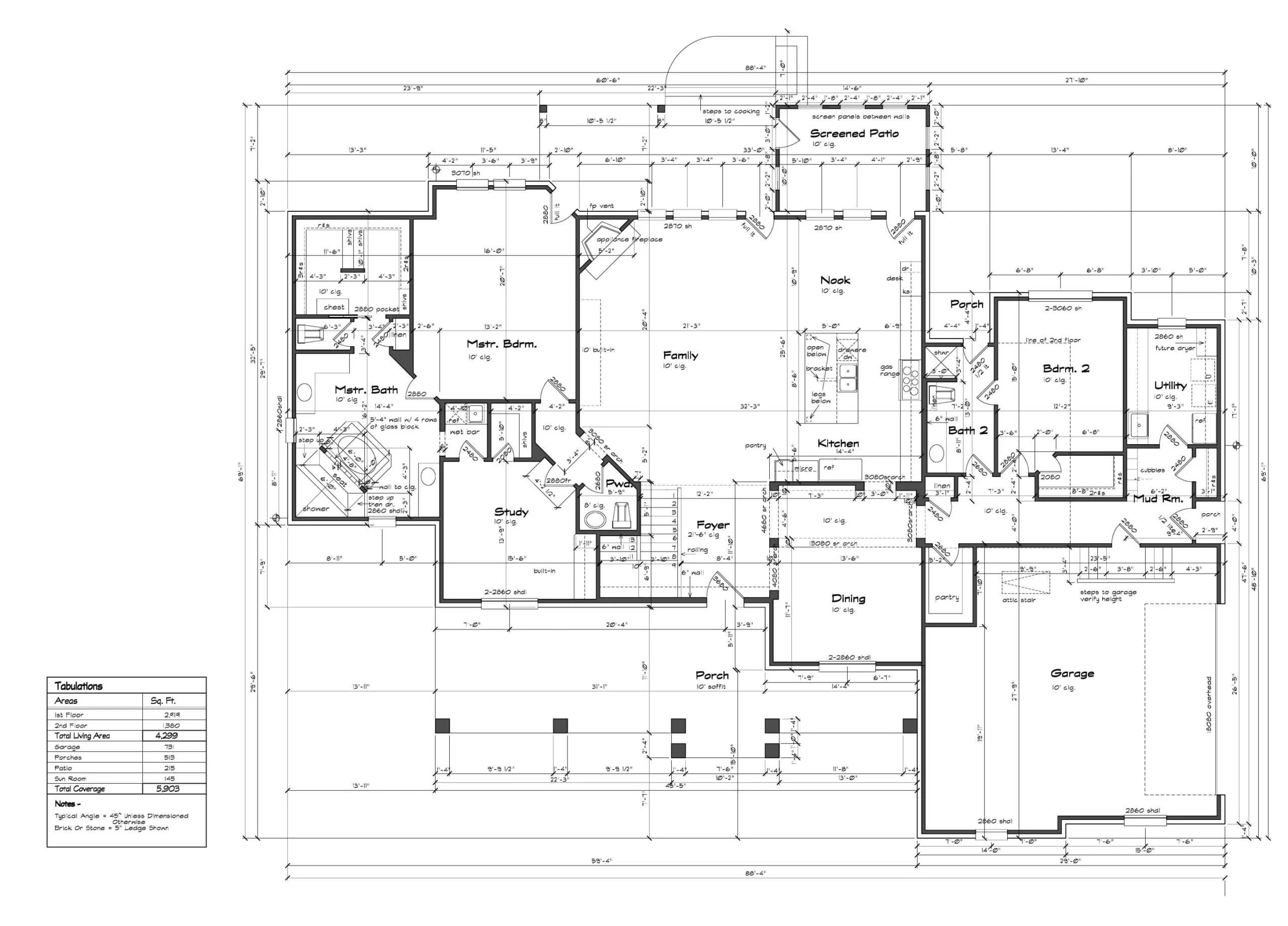 9-1708 HOUSE PLAN - Modern House Floor Plan Blueprint with CAD Designs – 4 Beds, 2 Stories 14 Modern 2-Story House Plan with 4 Bedrooms and CAD Blueprints