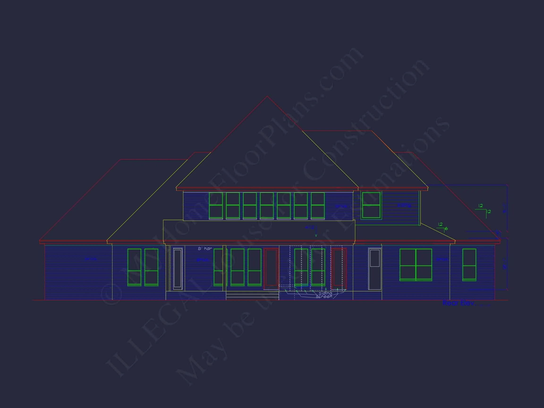 9-1708 HOUSE PLAN - Modern House Floor Plan Blueprint with CAD Designs – 4 Beds, 2 Stories 17 Modern 2-Story House Plan with 4 Bedrooms and CAD Blueprints