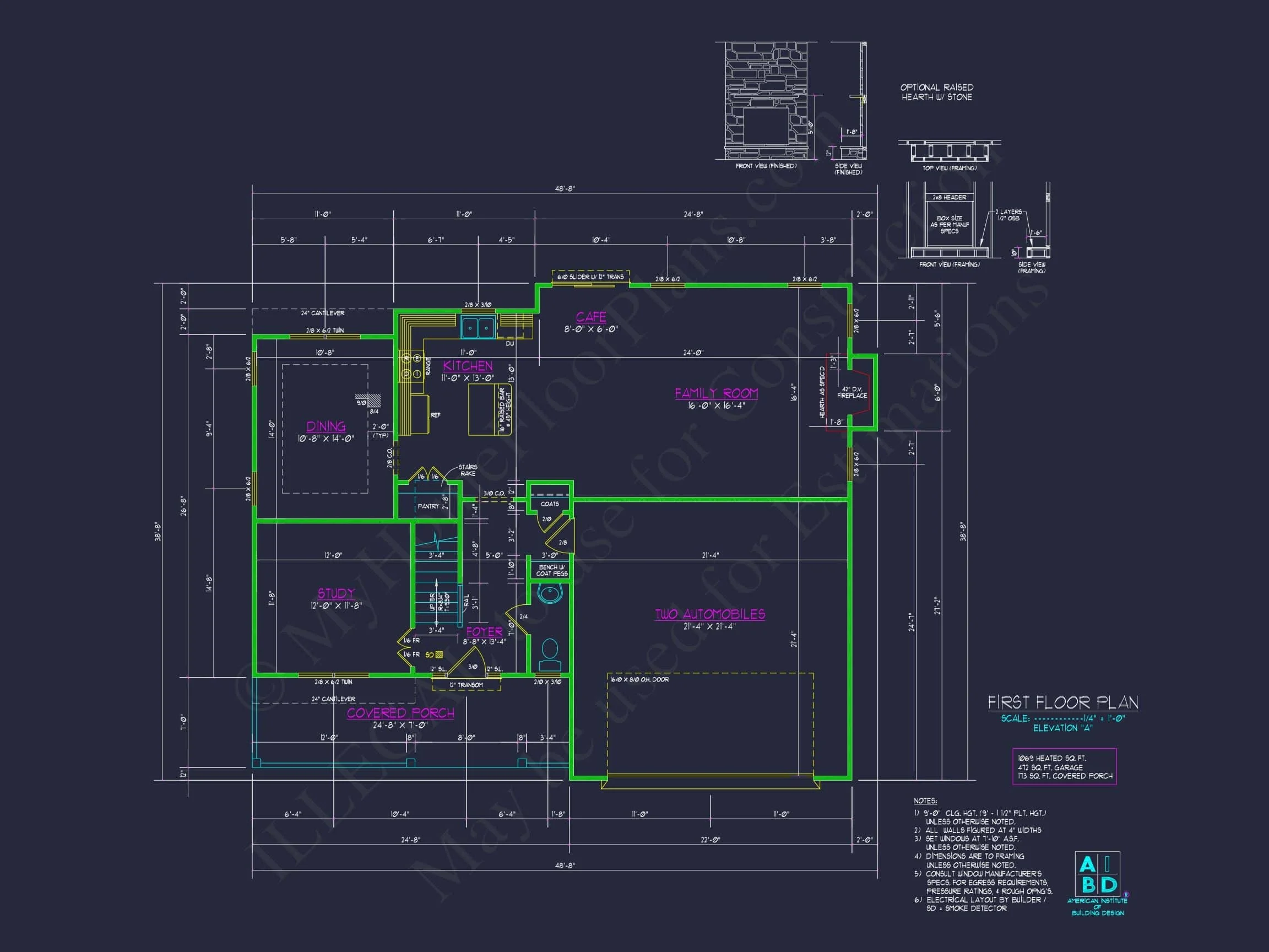 9-1708 HOUSE PLAN - Modern House Floor Plan Blueprint with CAD Designs – 4 Beds, 2 Stories 21 Modern Home Plan with Detailed Floor Designs and CAD Blueprints