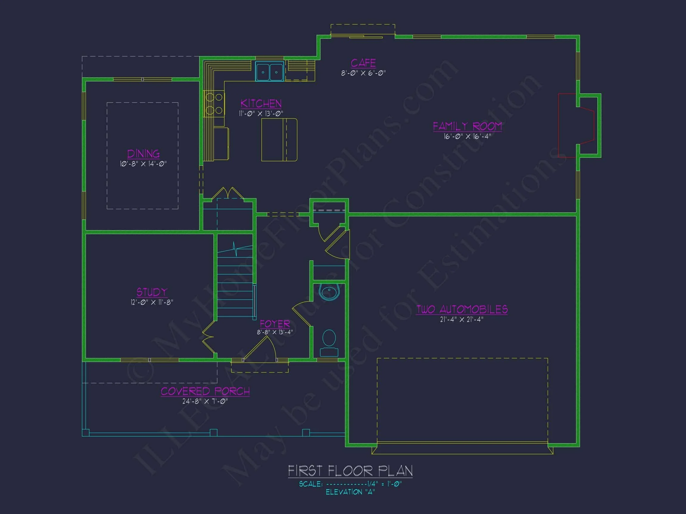 9-1708 HOUSE PLAN - Modern House Floor Plan Blueprint with CAD Designs – 4 Beds, 2 Stories 3 Modern Home Plan with Detailed Floor Designs and CAD Blueprints