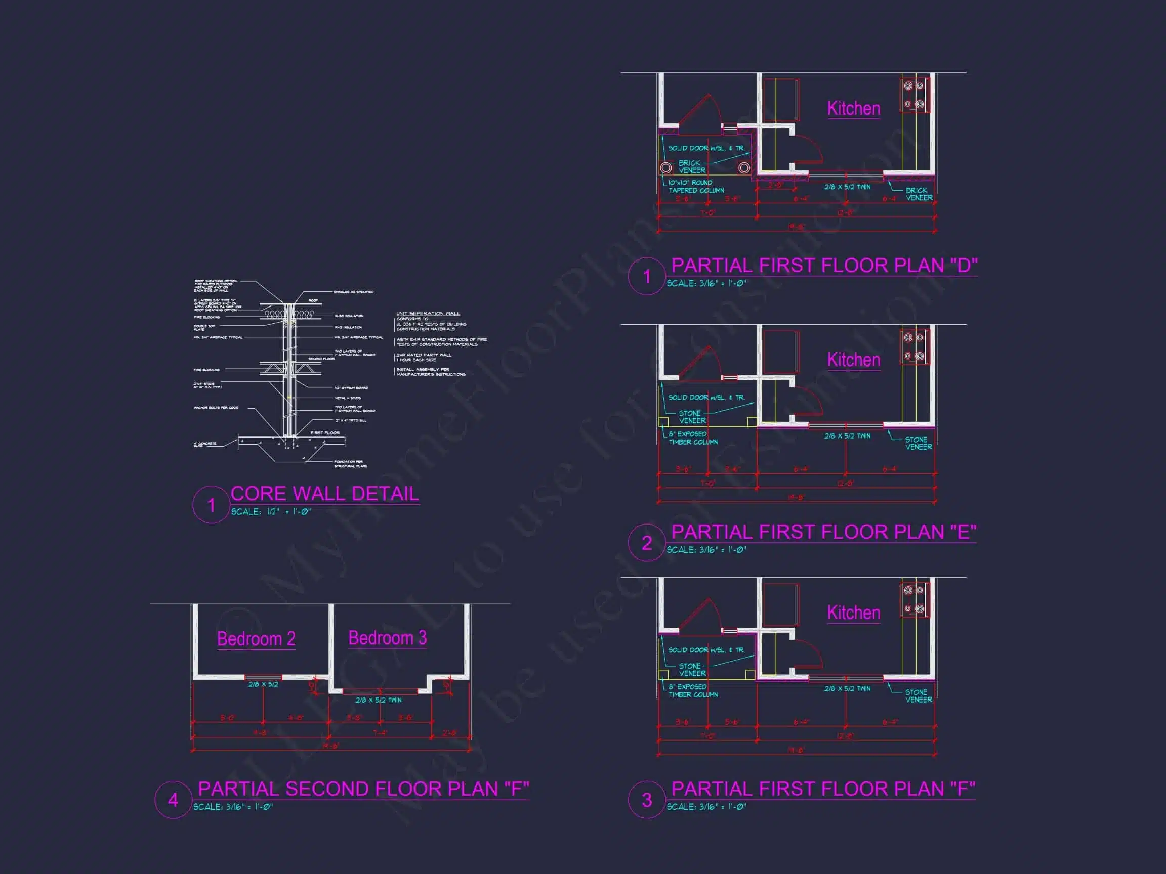 7-1947 5-UNIT TOWNHOUSE PLAN - Beautiful CAD House Plan with 3 Beds, 2.5 Baths, and Open Design 14 Beautiful CAD Home Plan with 3 Beds, 2.5 Baths, and Open Design