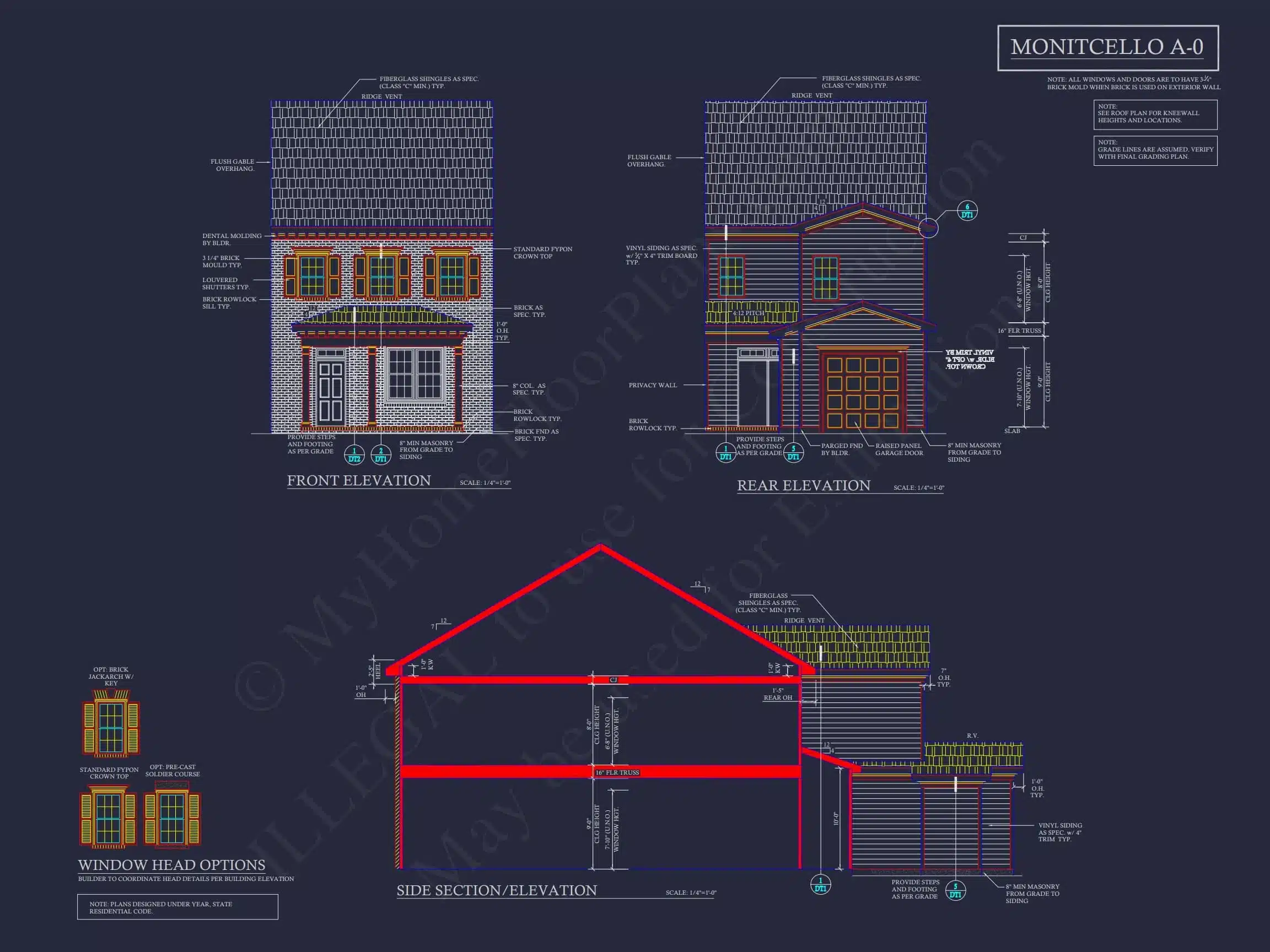 8-1395 BLDG 1 TOWNHOUSE PLAN - Colonial Revival Townhouse Plan: Rear Entry Garage, Floor Plan & CAD Blueprint 6 5-Unit Colonial Revival Townhome Plan with Rear Entry Garage and CAD Designs