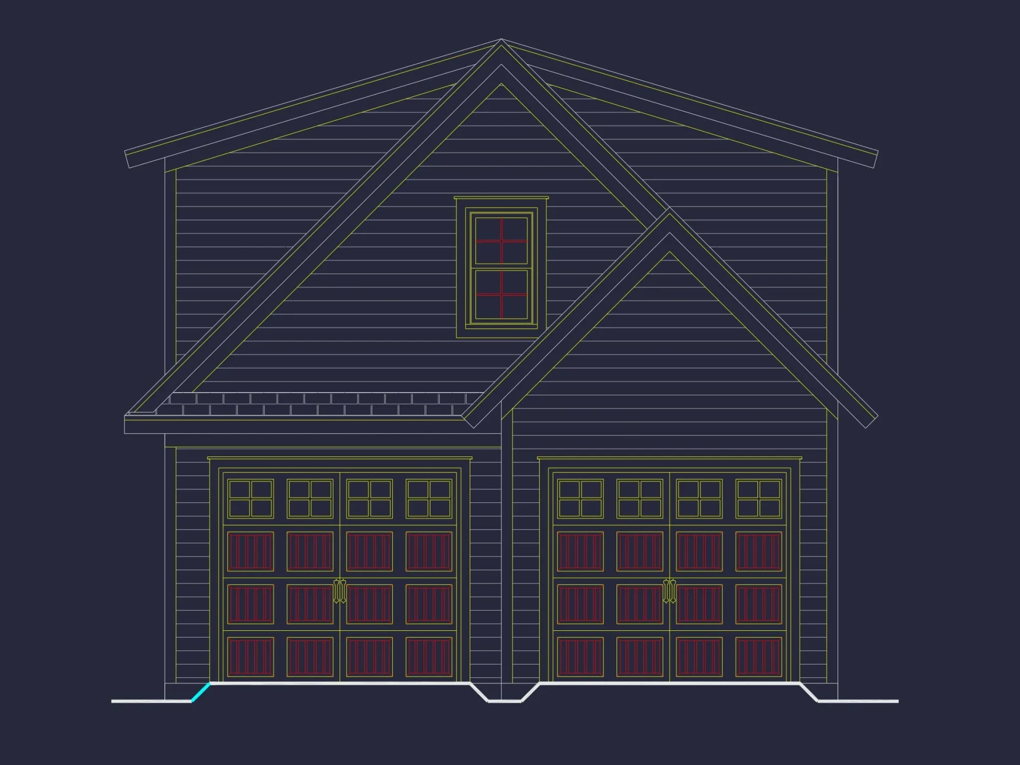 2-Car Garage House Plan with Living Space and CAD Blueprints