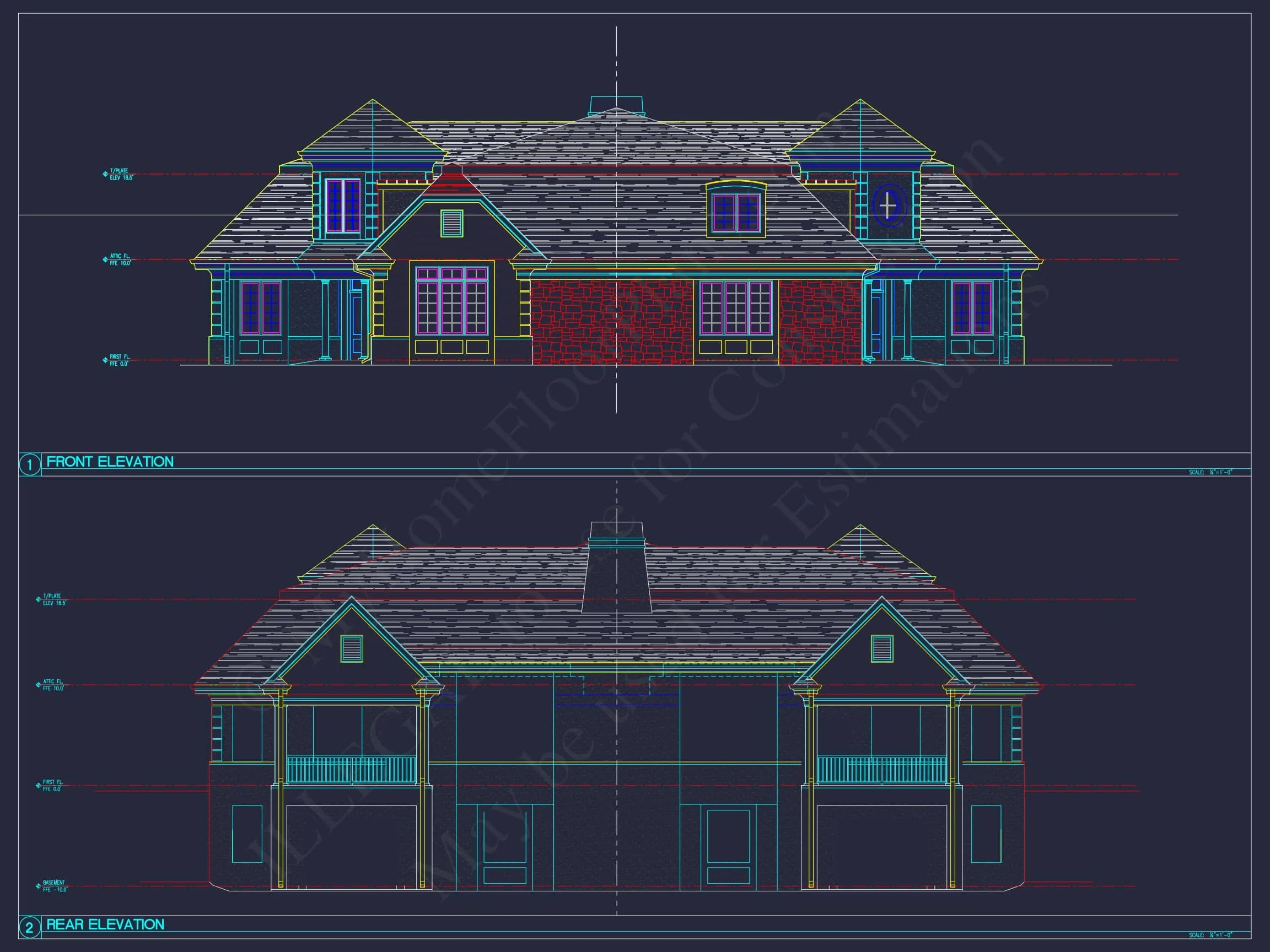 10-1929B DUPLEX PLAN - Elegant House Plan with Detailed Floor Plan, CAD Blueprint & Designs 5 Elegant Home Plan with Detailed Floor Plan, CAD Blueprint & Designs