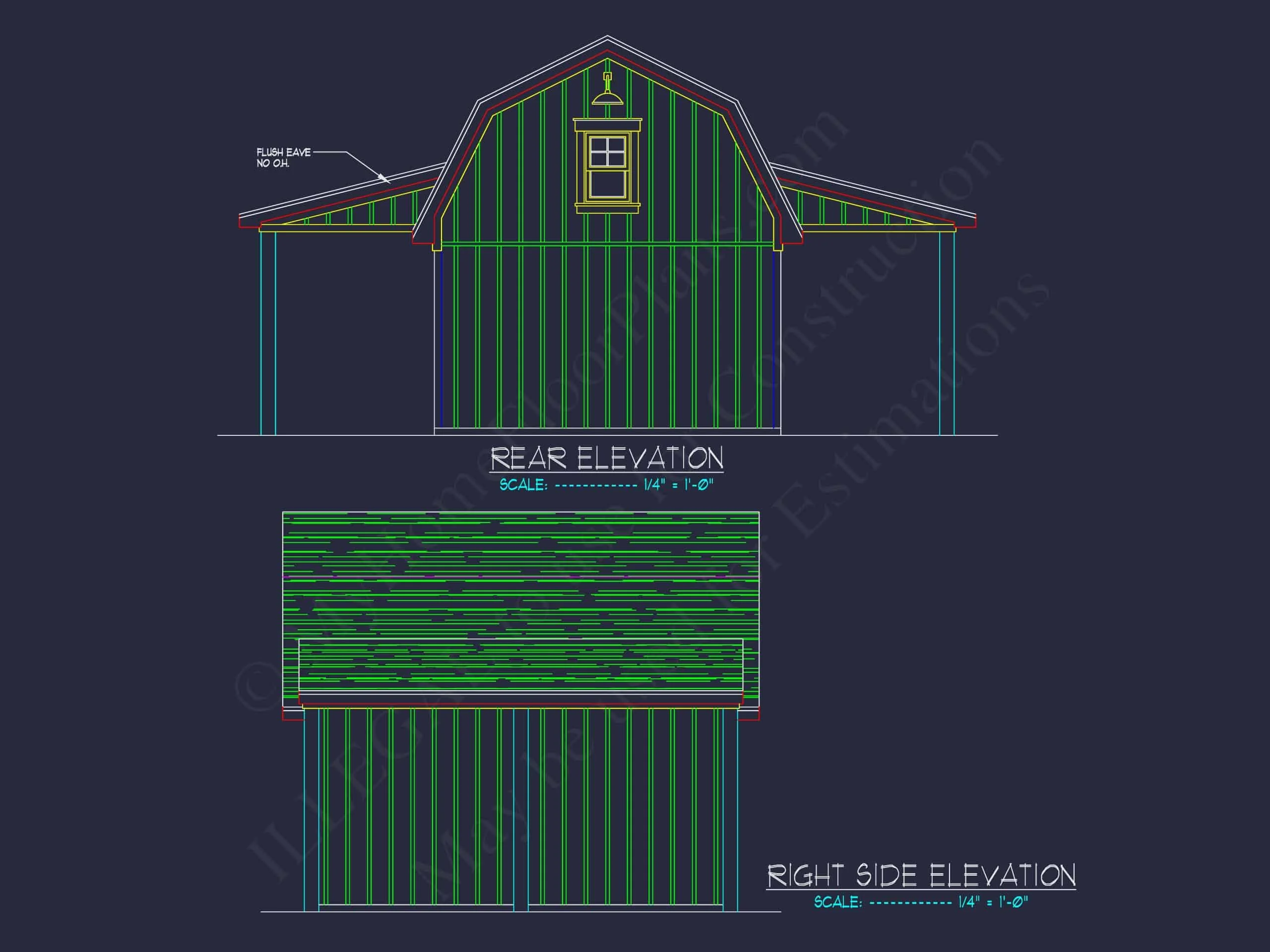 20-1537 BARN HOUSE PLAN - Barn House Plan with Detailed CAD Floor Plan Blueprint 3 Barn Shed house Plan with Detailed CAD Floor Plan Blueprint