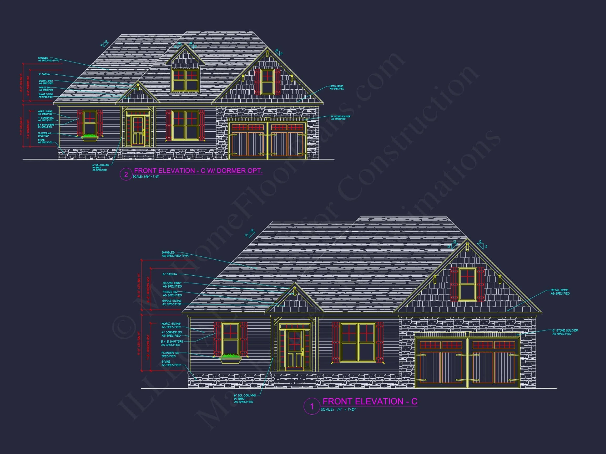 13-1174 HOUSE PLAN - Craftsman House Floor Plan – Stunning CAD Designs & Blueprints 6 Craftsman 1.5-Story House Plan with Vaulted Ceilings & Porches