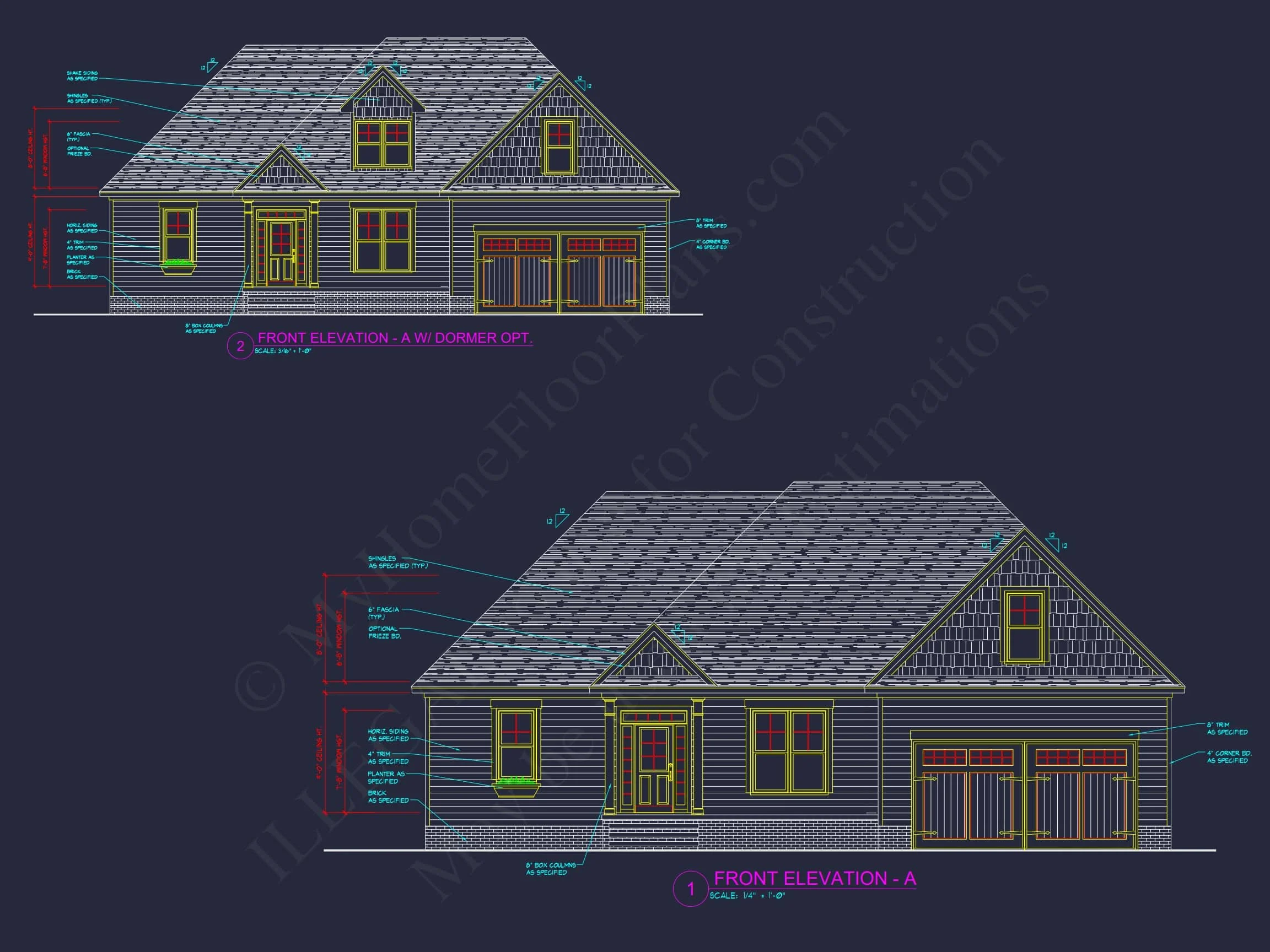 13-1174 HOUSE PLAN - Craftsman House Floor Plan – Stunning CAD Designs & Blueprints 11 Craftsman 1.5-Story House Plan with Vaulted Ceilings & Porches