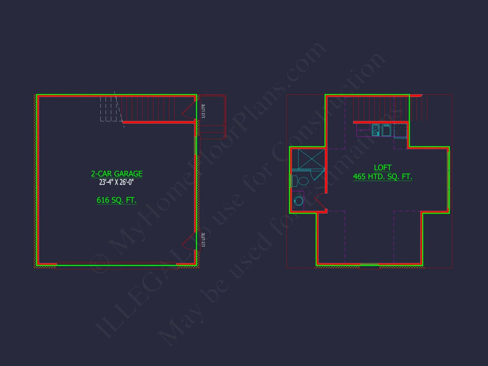 Compact Home Design with Garage & Loft Living Space Blueprint