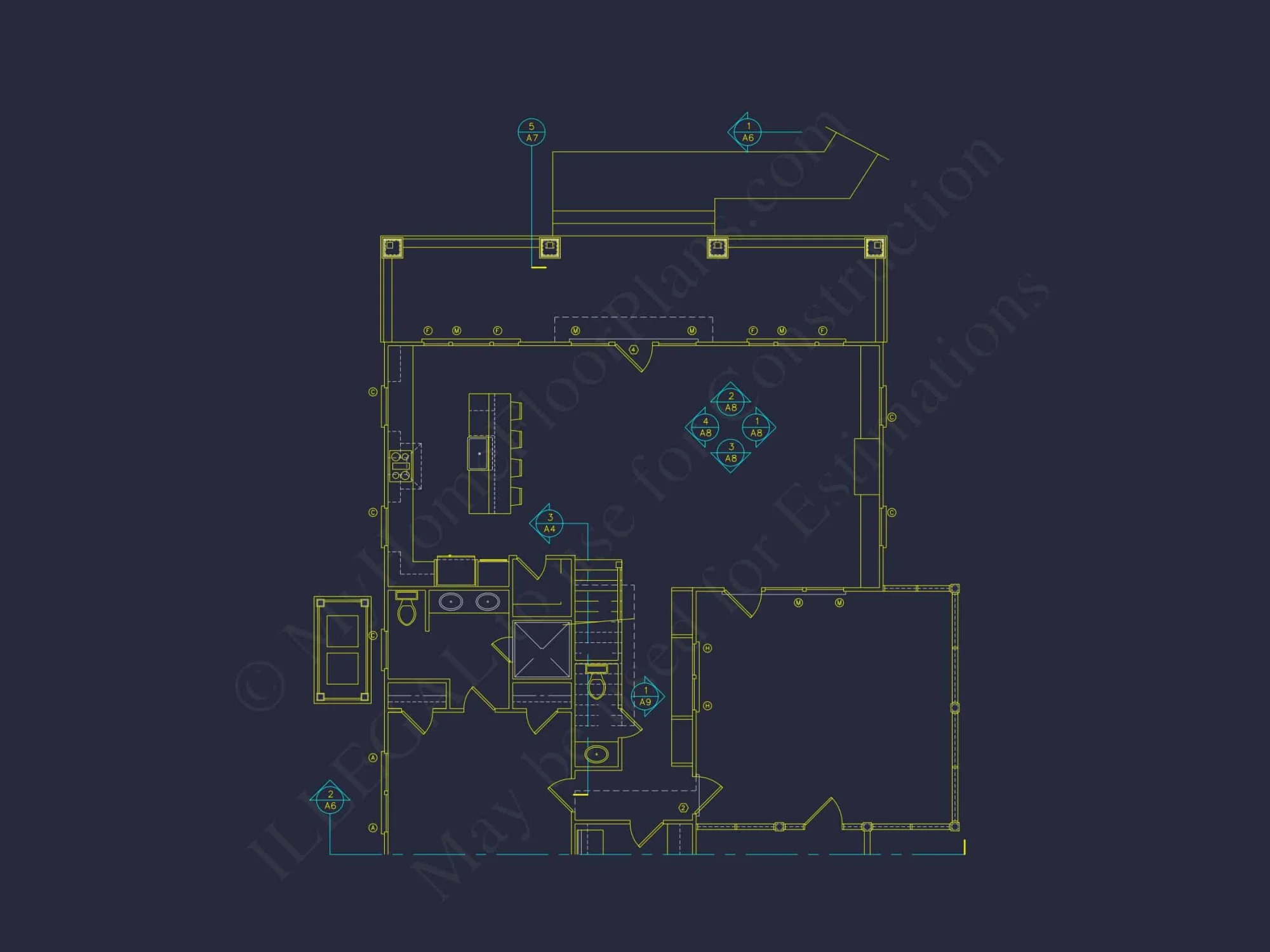 Spacious 5-Bedroom Beach Home Floor Plan with CAD Designs