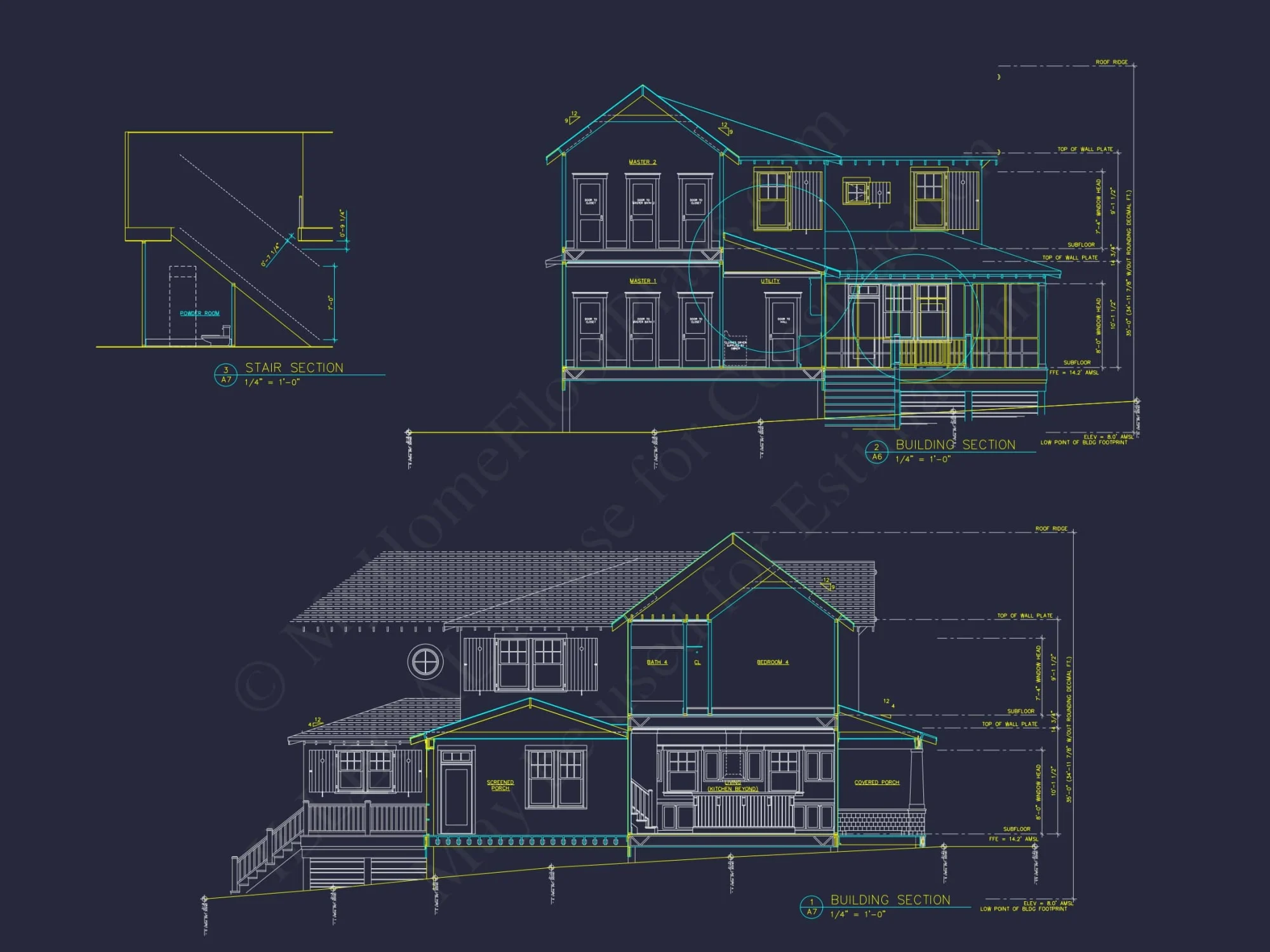 Spacious 5-Bedroom Beach Home Floor Plan with CAD Designs