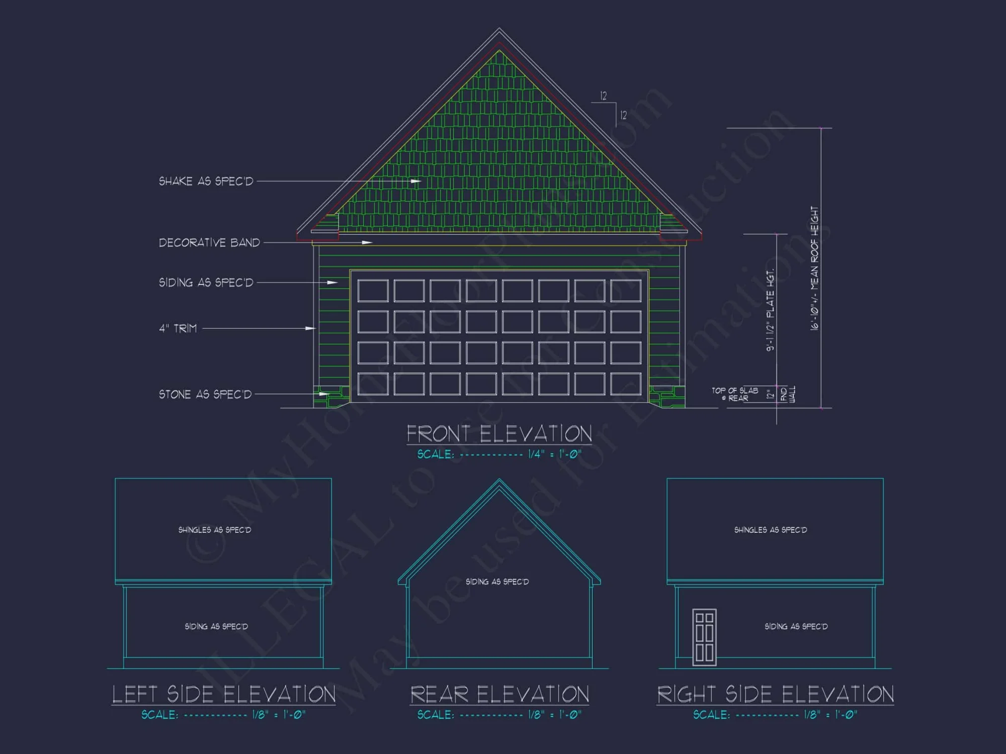 Traditional 2-Bay Garage Floor Plan with CAD Blueprint Design