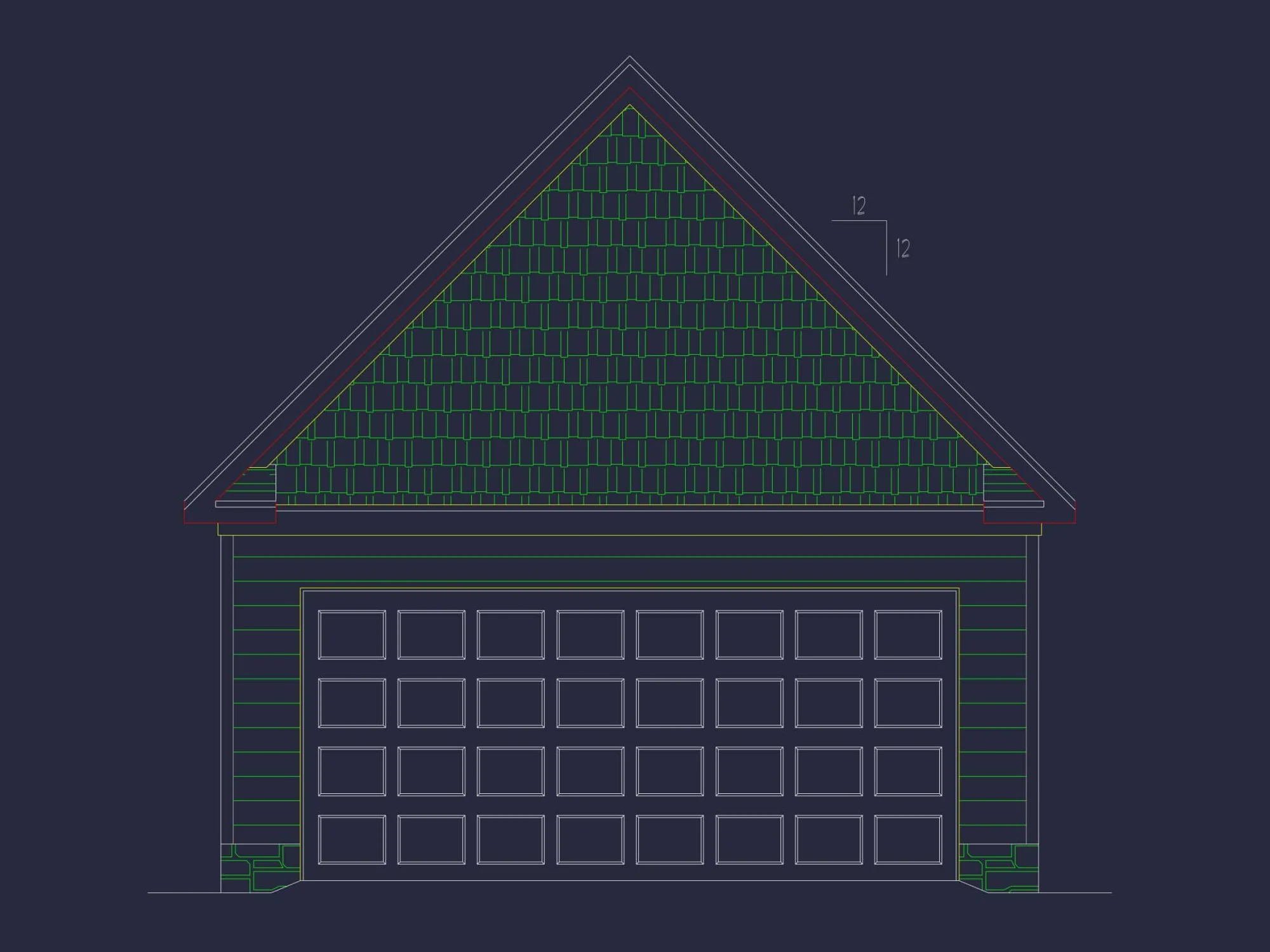 Traditional 2-Bay Garage Floor Plan with CAD Blueprint Design