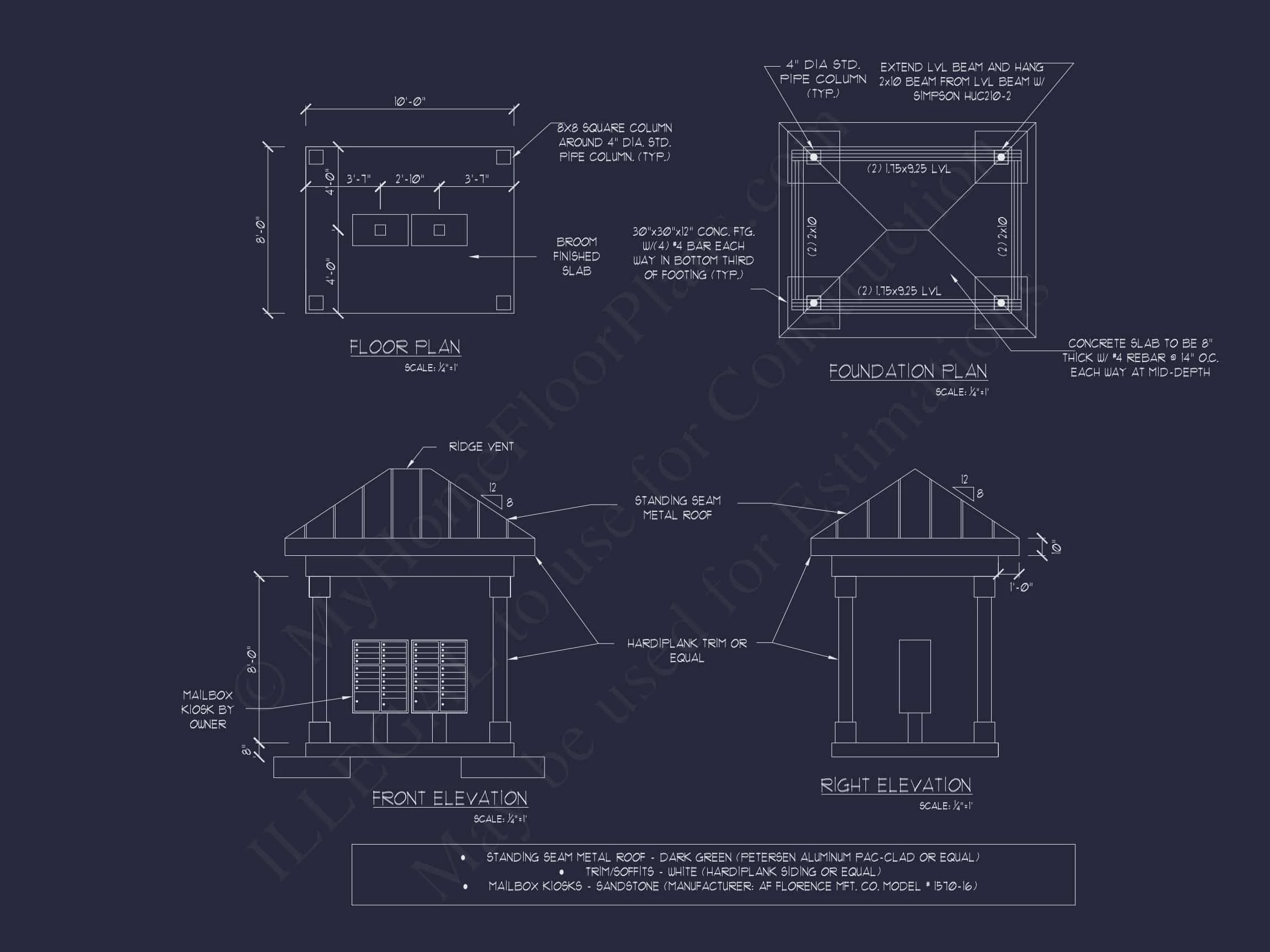 16-1337 MAILBOX KIOSK PLAN - Small Traditional Kiosk Floor Plan with CAD Architecture Designs 6 Small Traditional Kiosk Floor Plan with CAD Architecture Designs