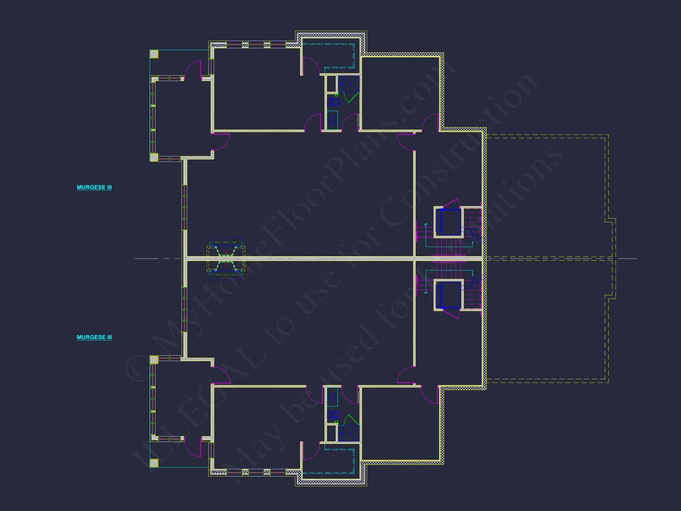 10-1929 DUPLEX PLAN - Spacious Duplex House Plan with 83'x62' Design | CAD Blueprint 19 Spacious Duplex Home Plan with 83' x 62' Design and Southern Charm
