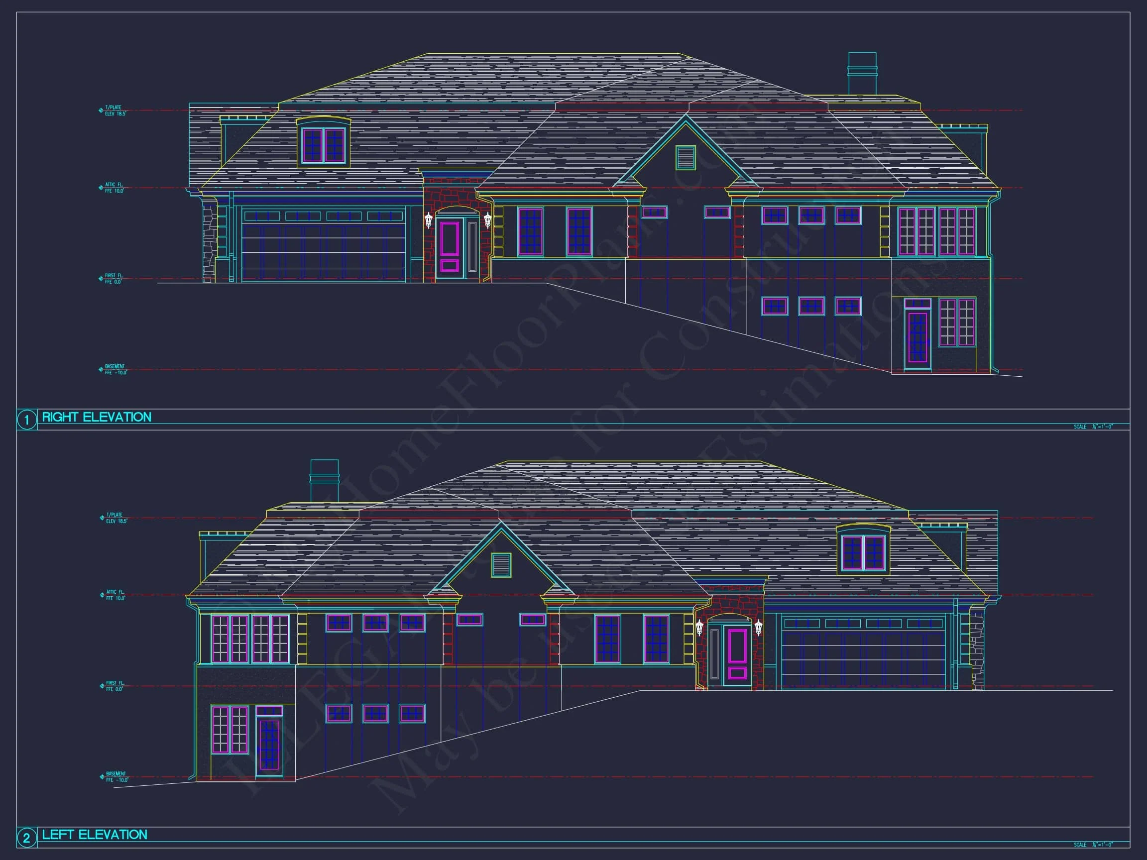 10-1929 DUPLEX PLAN - Spacious Duplex House Plan with 83'x62' Design | CAD Blueprint 23 Spacious Duplex Home Plan with 83' x 62' Design and Southern Charm