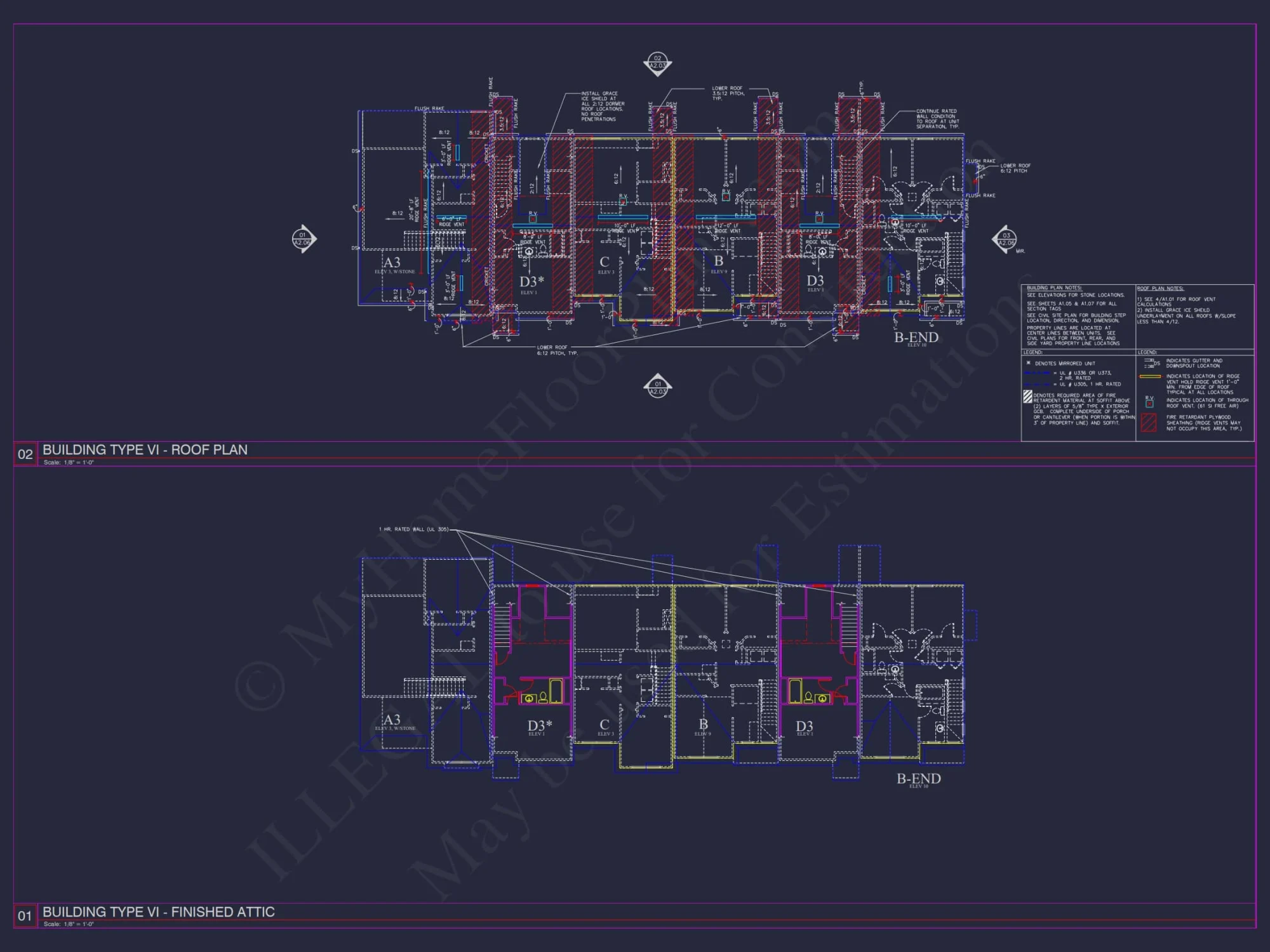 Charming 2-Story 6-Unit Townhome Plan with Craftsman Style & Efficient Layout