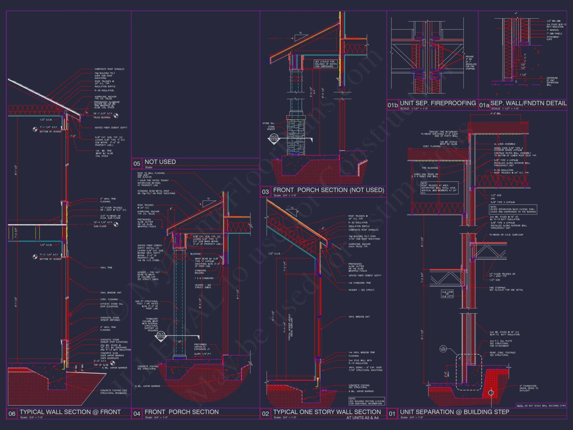Charming 2-Story 6-Unit Townhome Plan with Craftsman Style & Efficient Layout