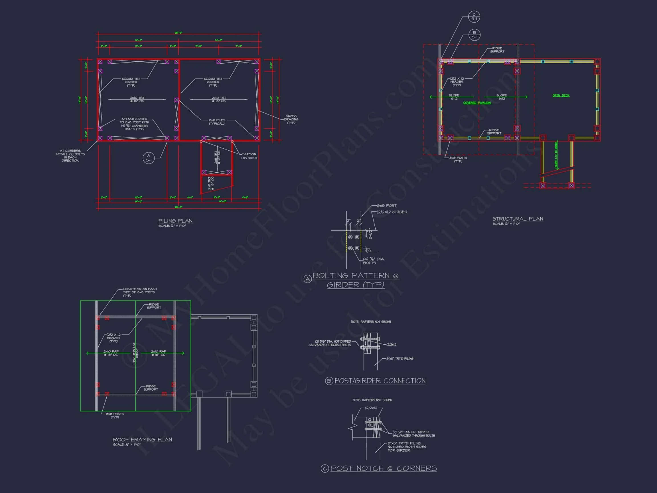9-1703 GAZEBO PLAN - Gazebo Plans & Blueprints - 14' x 28' - CAD Drawings Available 5 Gazebo Plans & Blueprints - 14' x 28' Outdoor Pavilion Design