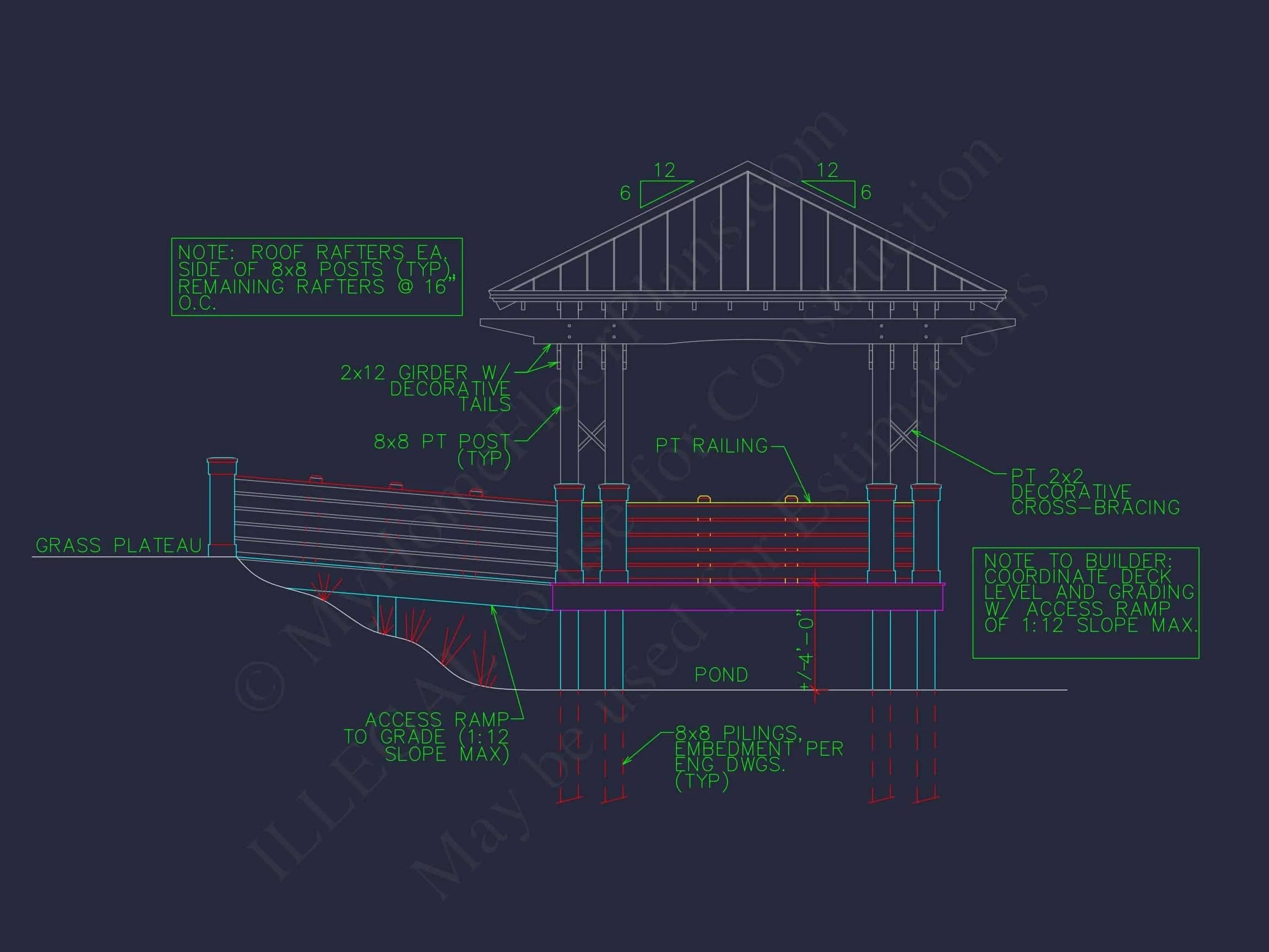 9-1703 GAZEBO PLAN - Gazebo Plans & Blueprints - 14' x 28' - CAD Drawings Available 8 Gazebo Plans & Blueprints - 14' x 28' Outdoor Pavilion Design