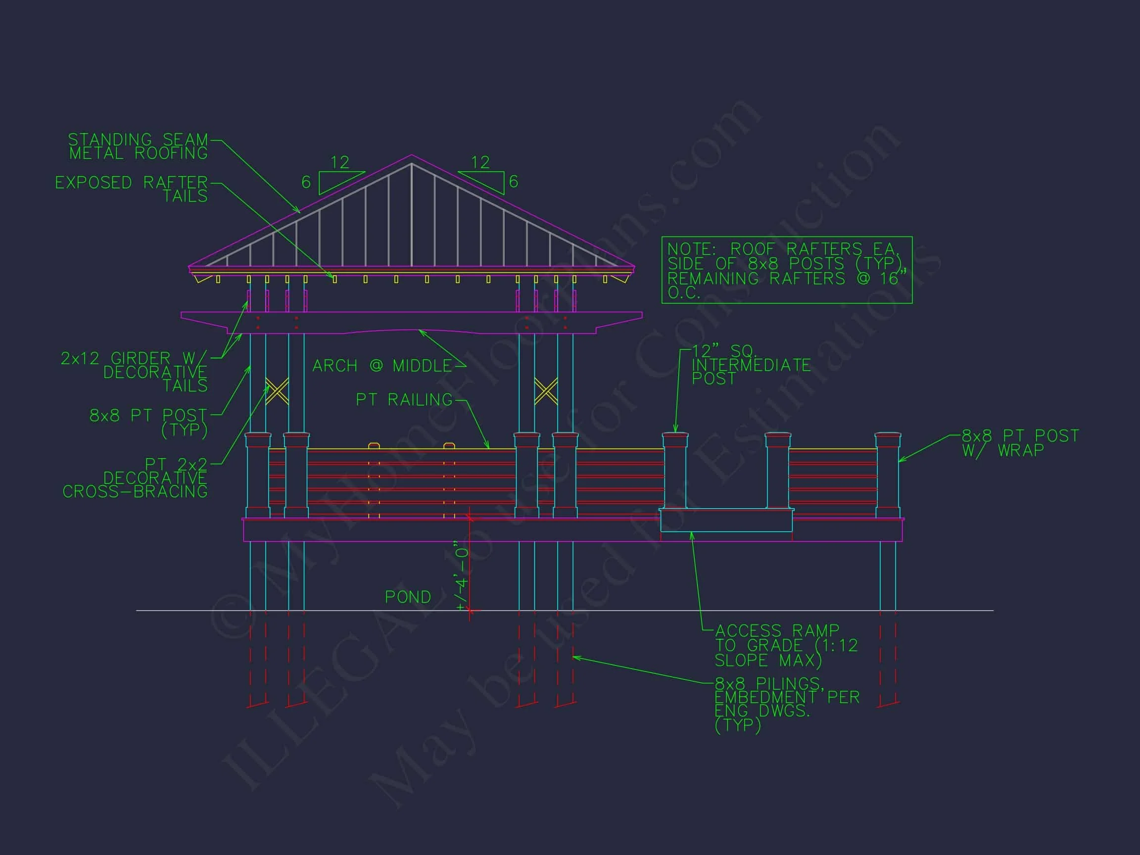 9-1703 GAZEBO PLAN - Gazebo Plans & Blueprints - 14' x 28' - CAD Drawings Available 9 Gazebo Plans & Blueprints - 14' x 28' Outdoor Pavilion Design