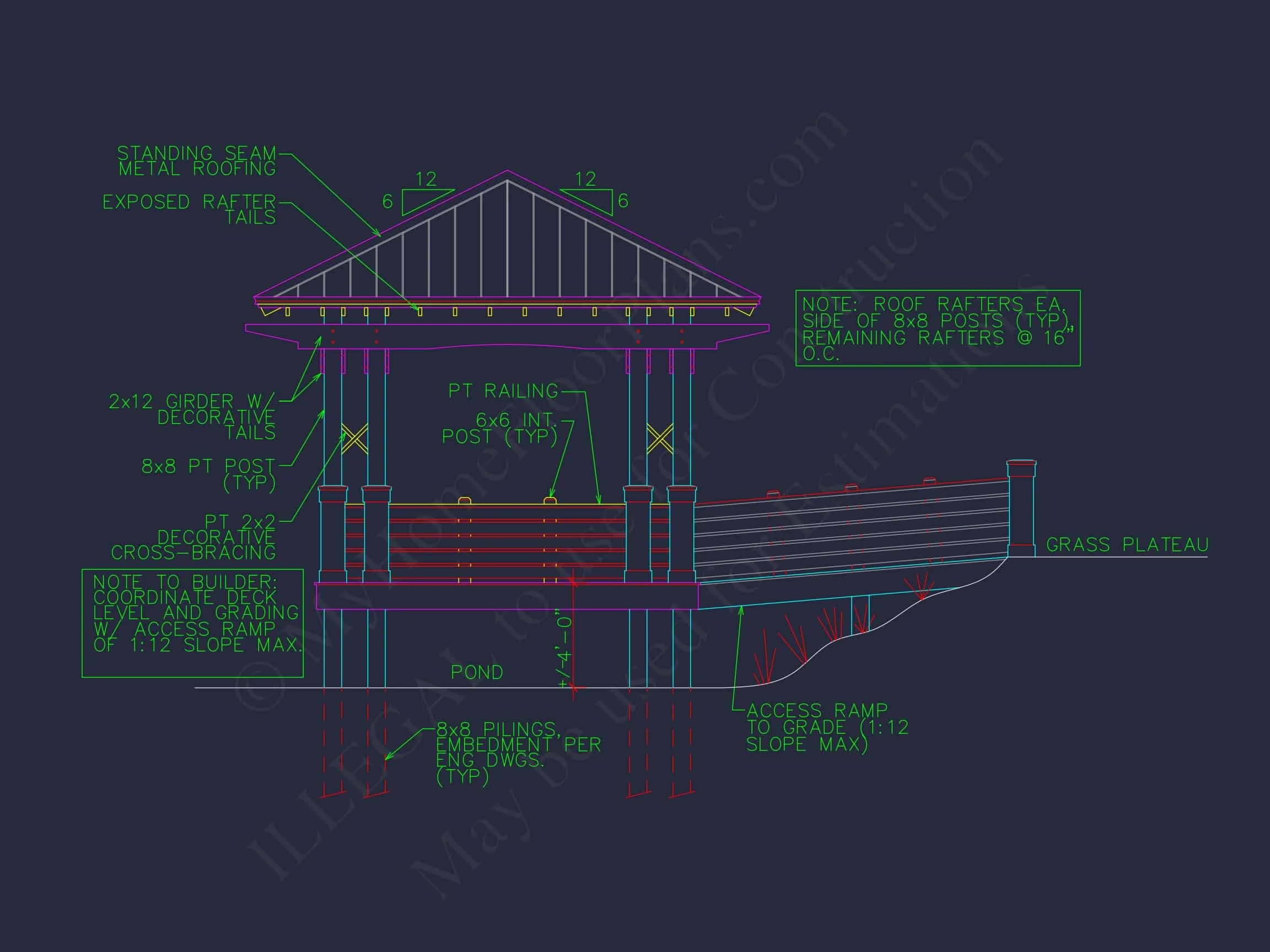9-1703 GAZEBO PLAN - Gazebo Plans & Blueprints - 14' x 28' - CAD Drawings Available 10 Gazebo Plans & Blueprints - 14' x 28' Outdoor Pavilion Design