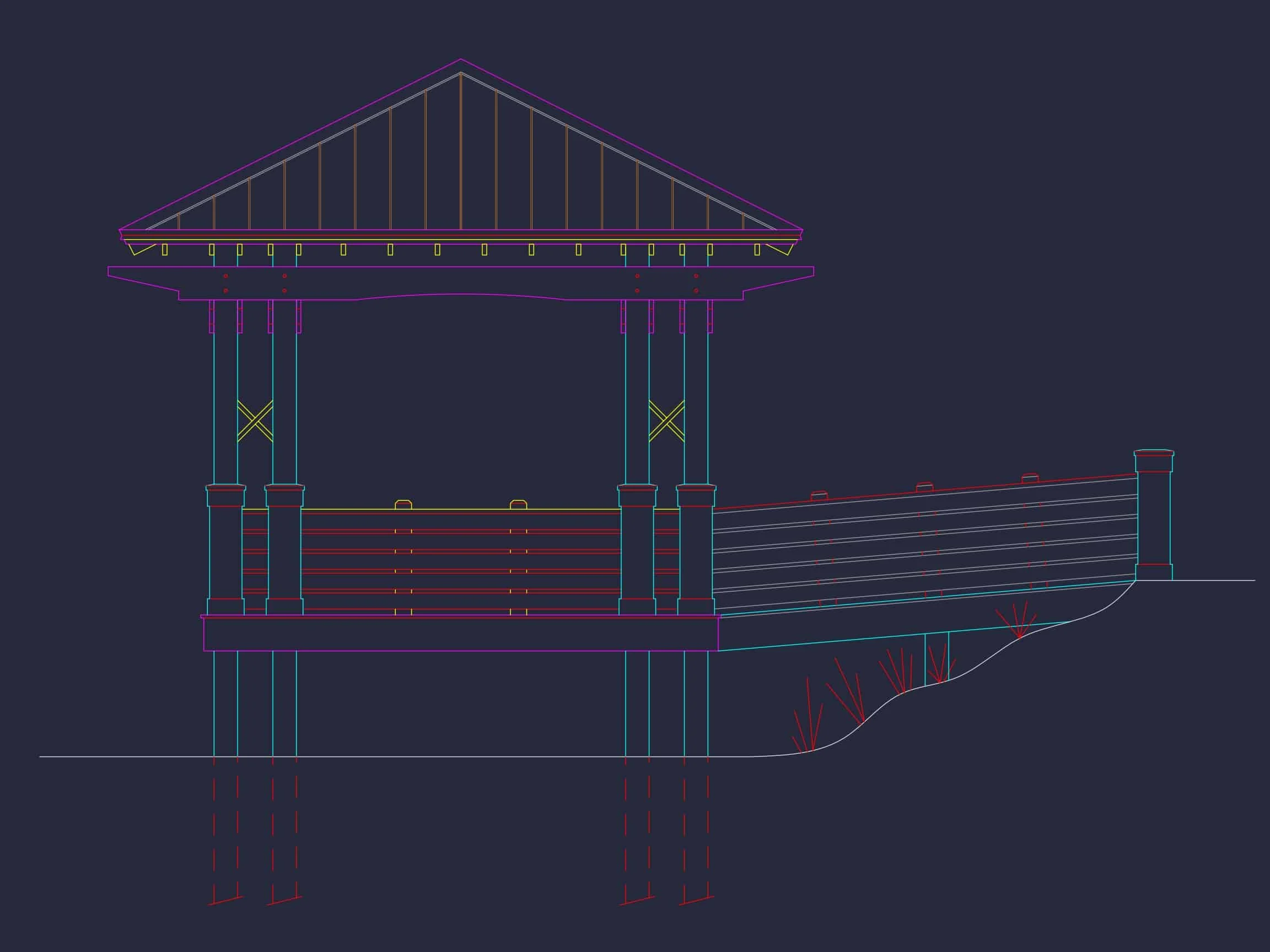 9-1703 GAZEBO PLAN - Gazebo Plans & Blueprints - 14' x 28' - CAD Drawings Available 2 Gazebo Plans & Blueprints - 14' x 28' Outdoor Pavilion Design