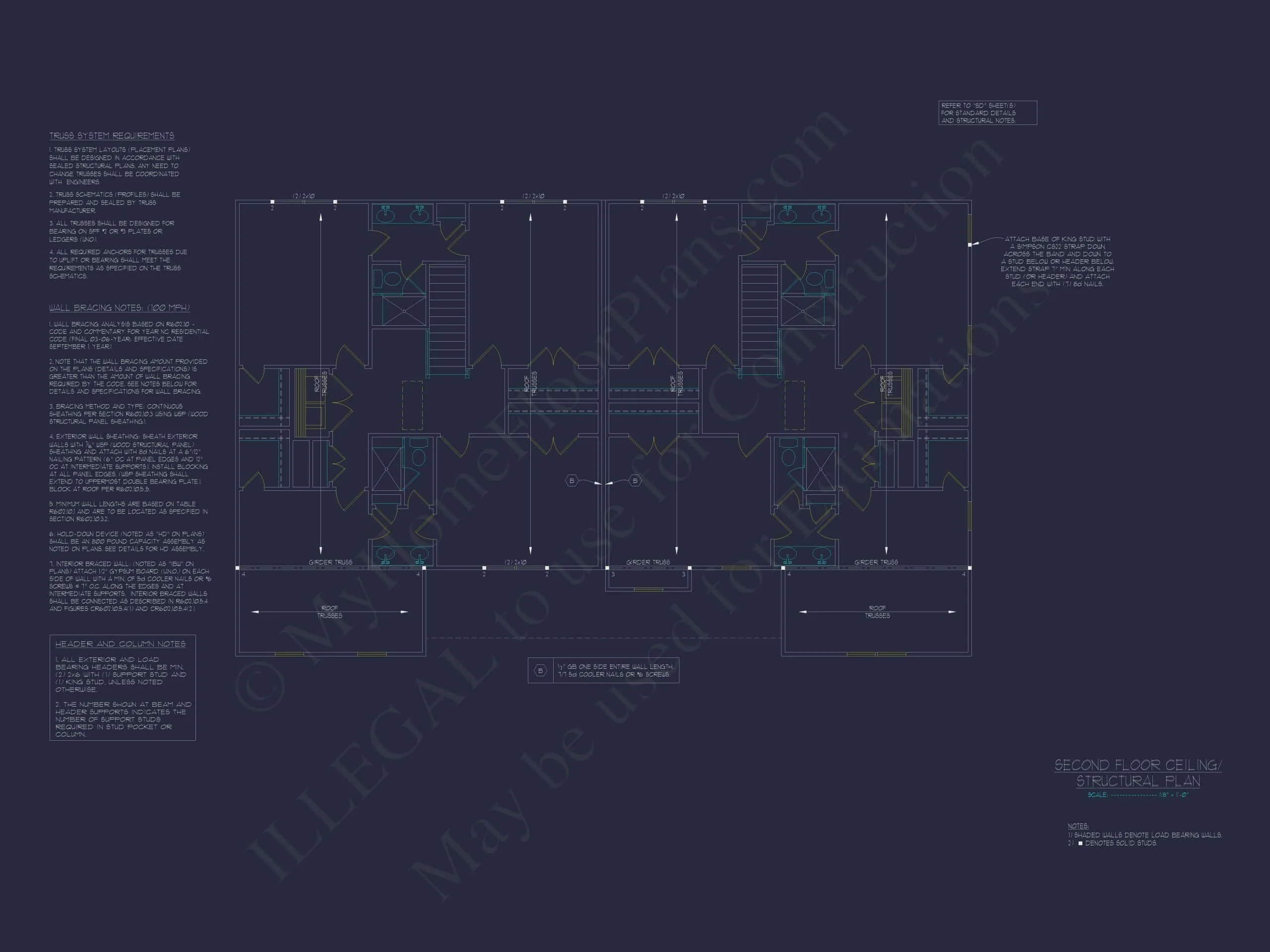 15-1983 DUPLEX PLAN- Traditional Colonial Home Plan - 5-Bed, 4-Bath, 3,600 SF 10 Beautiful Duplex Home Design with Functional CAD Blueprint