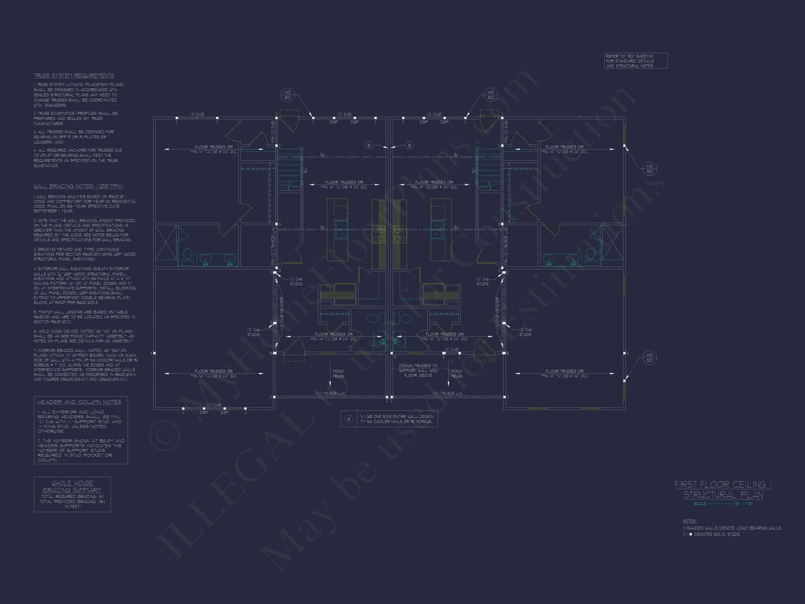 15-1983 DUPLEX PLAN- Traditional Colonial Home Plan - 5-Bed, 4-Bath, 3,600 SF 11 Beautiful Duplex Home Design with Functional CAD Blueprint