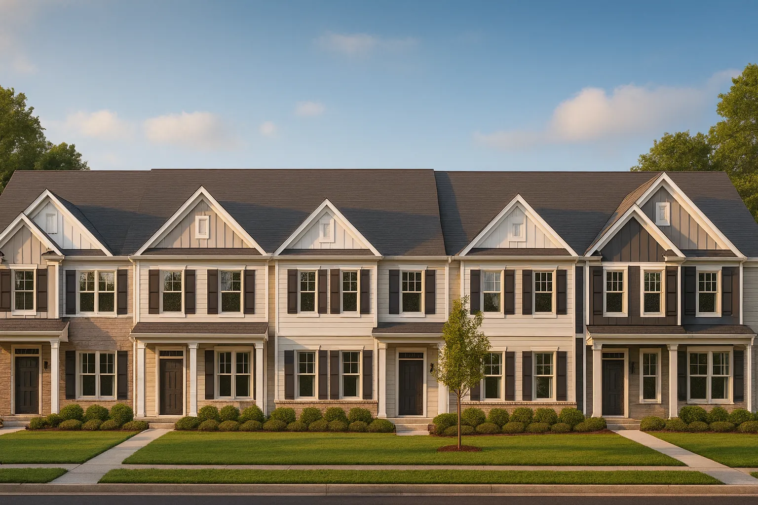 Stylish 2-Story Townhome Plan with Craftsman Design