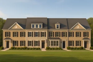 Colonial Revival Townhome with 2 Stories and CAD Blueprint