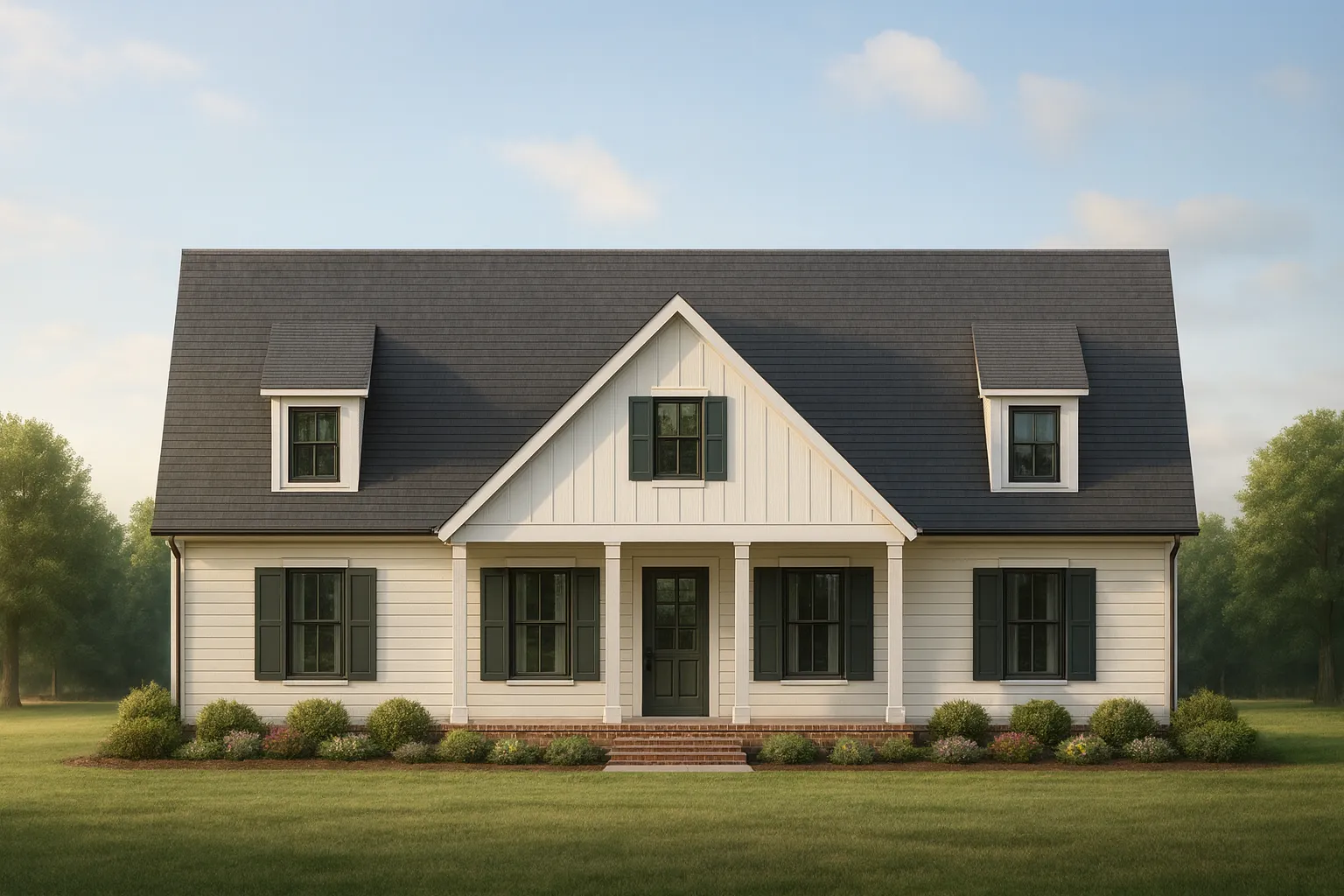 Charming Traditional Country House Plan with 1.5 Stories & Open Layout