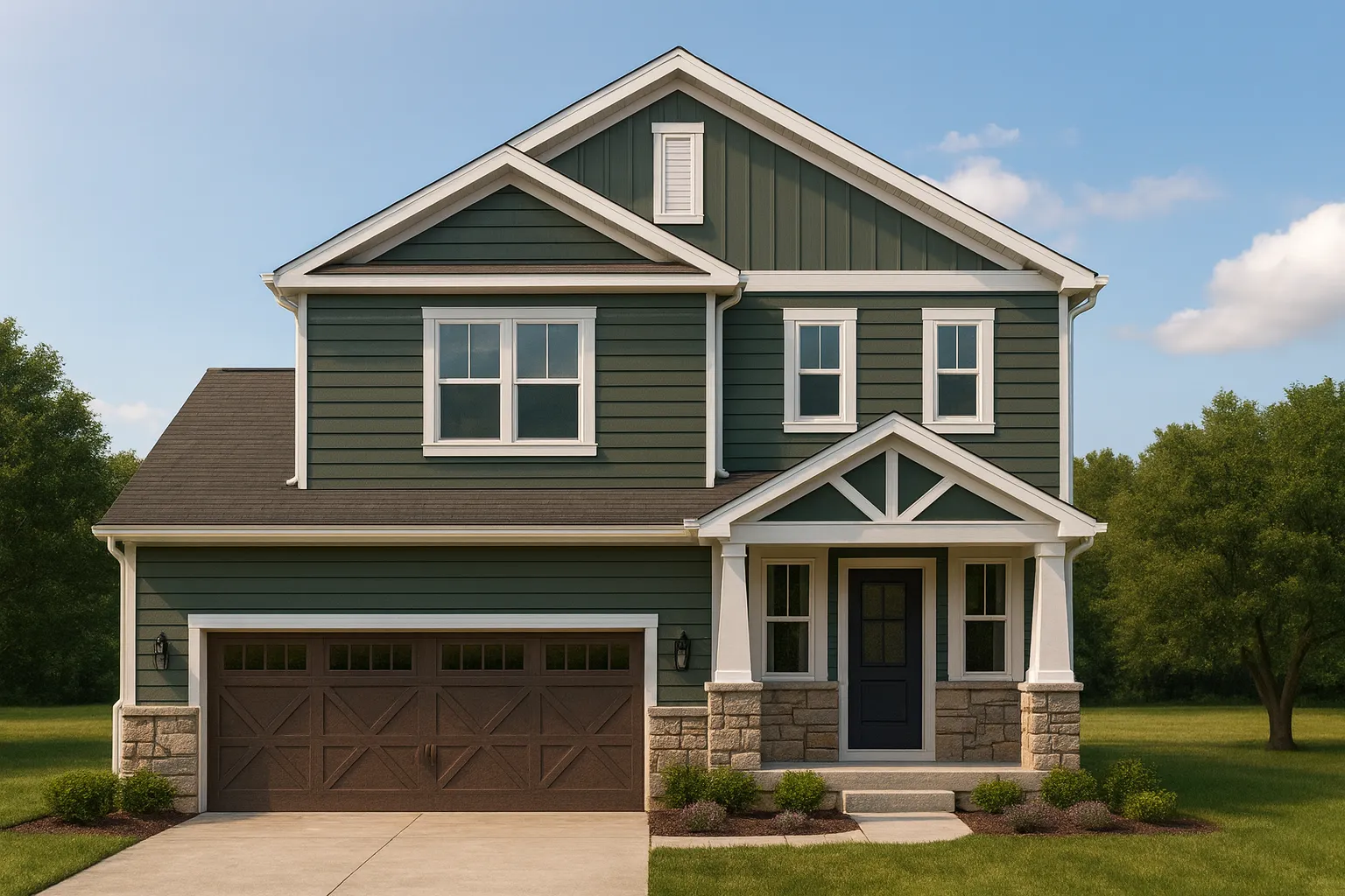 Modern Suburban Home Plan with 2 Floors and 2,033 Sq Ft