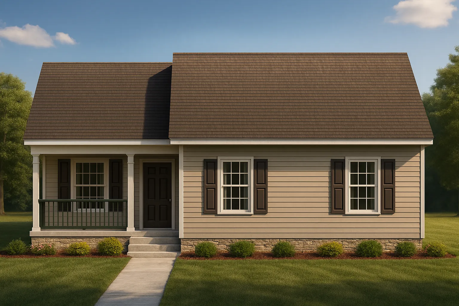 Charming 3-Bedroom Home Plan with Brick Exterior and Modern Layout