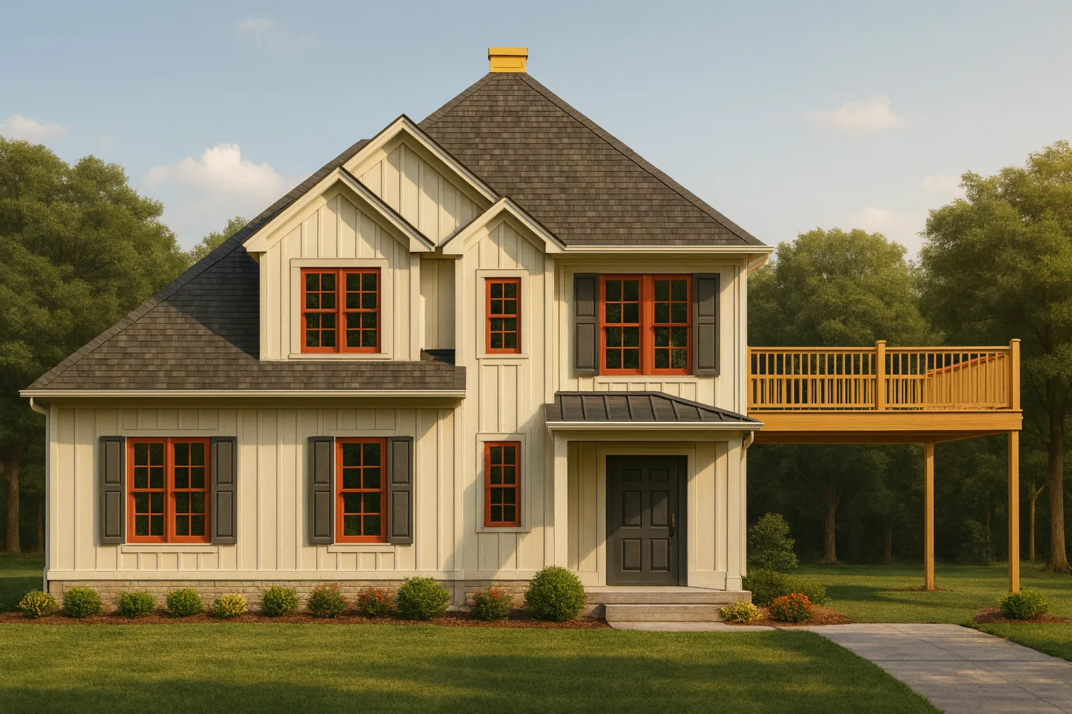2-Story Modern House Plan with Carport & Open Floor Layout