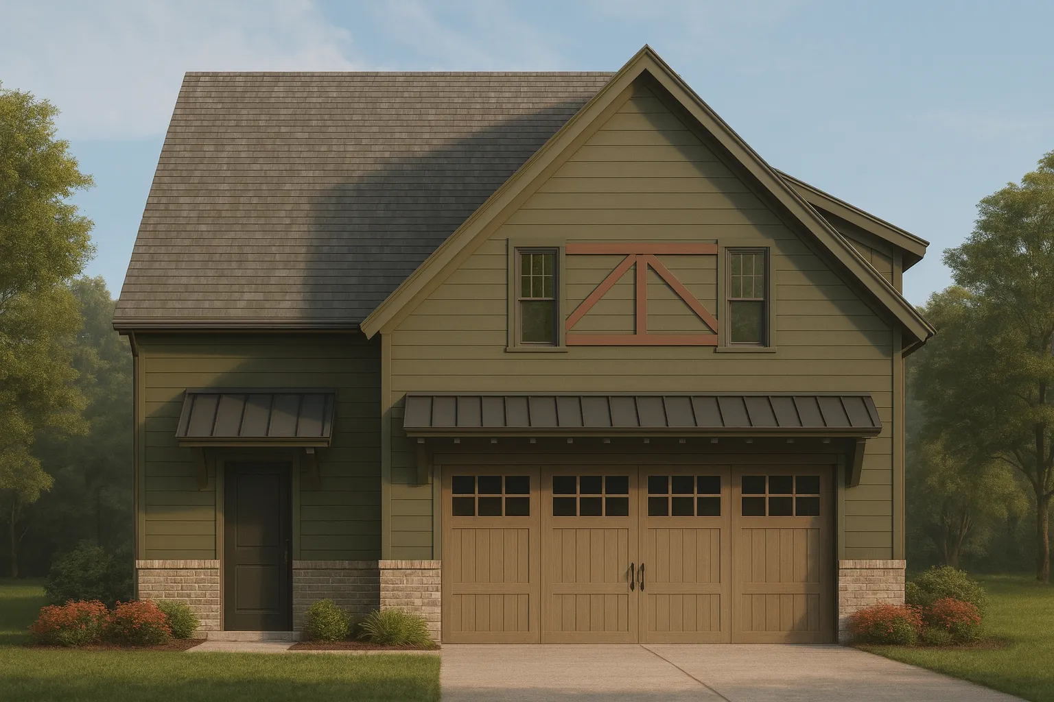 Modern 2-Story Garage with Living Space Compact House Plan with CAD Blueprints