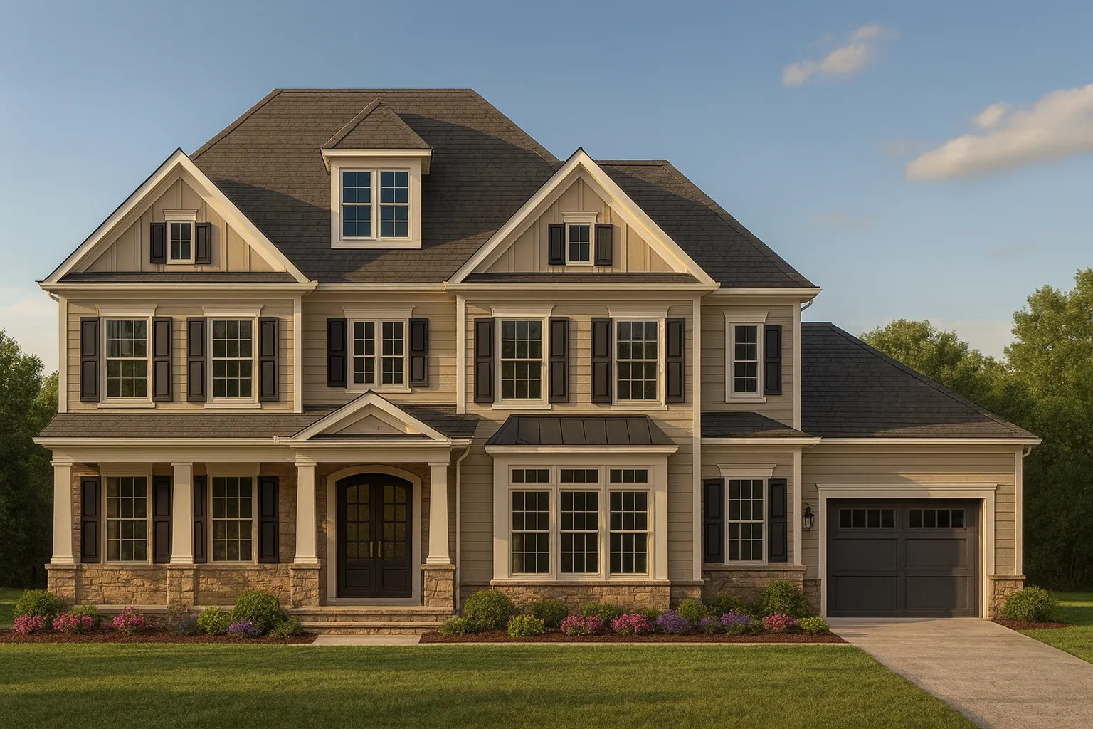 Spacious 5-Bedroom House Plan with Vaulted Ceilings & Functional Layout