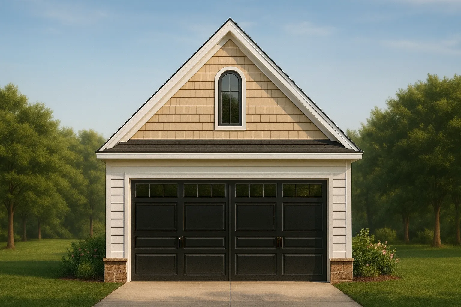 Versatile 2-Car Garage Blueprint with Attic Storage & CAD Designs
