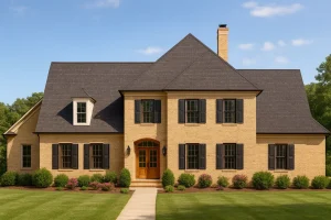 Spacious Colonial House Plan with Brick Exterior and Elegant Layout
