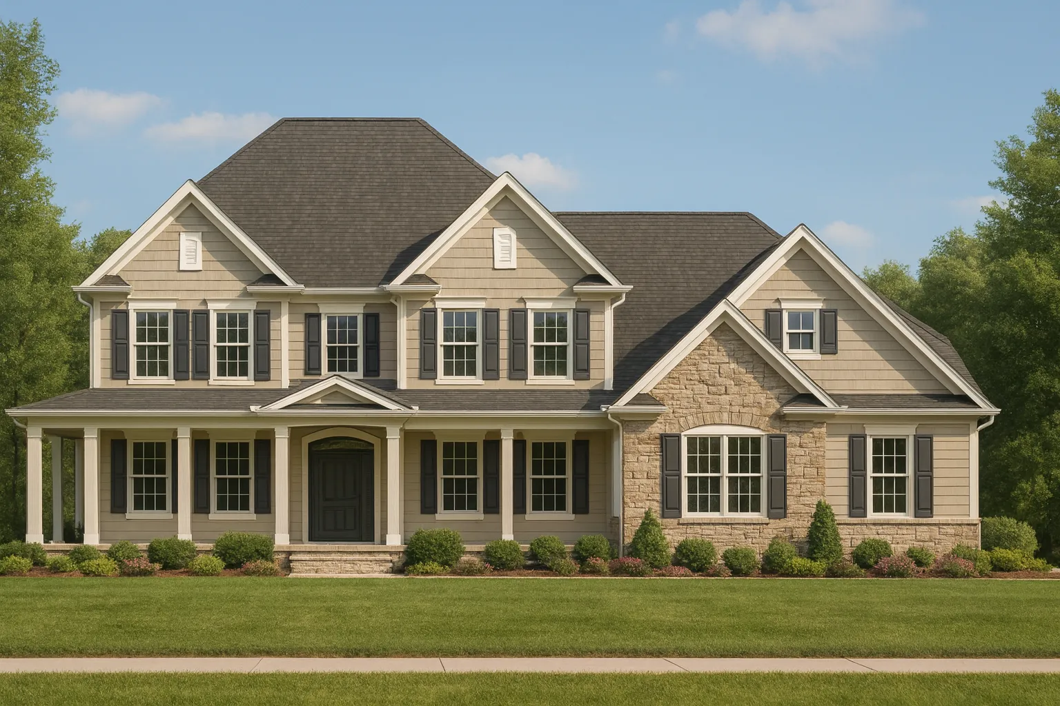 Classic Colonial-Style House Plan with Spacious Blueprint
