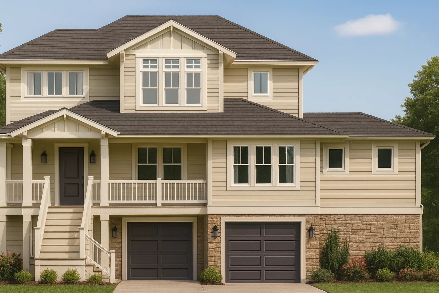 Coastal Home Floor Plan 3-Bedroom, 3-Story Design with Elevator & Garage
