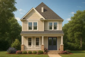 Modern Craftsman Home Plan with 2 Floors and Unique Features