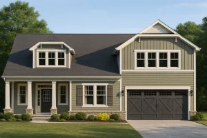 Modern Craftsman Home Plan with Screened Porch and CAD Blueprints