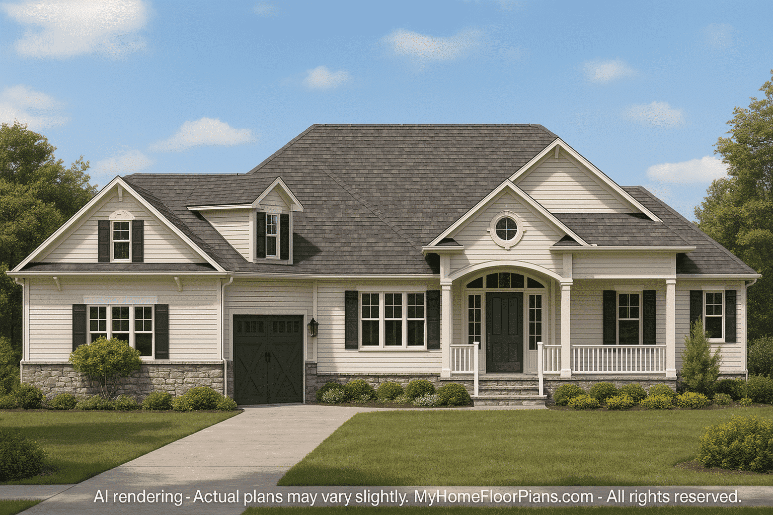 11-1892 HOUSE PLAN - Craftsman House Plan | Floor Plan and CAD Architecture Design 2 Spacious 1.5-Story Craftsman House Plan with Vaulted Ceilings & Fireplace