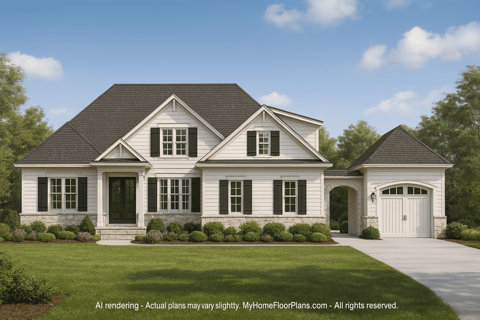 11-1771 HOUSE PLAN - French Country House Plan | Architectural Drafted Designs 2 Elegant 2-Story French Country House Plan with Brick & Stone Exterior