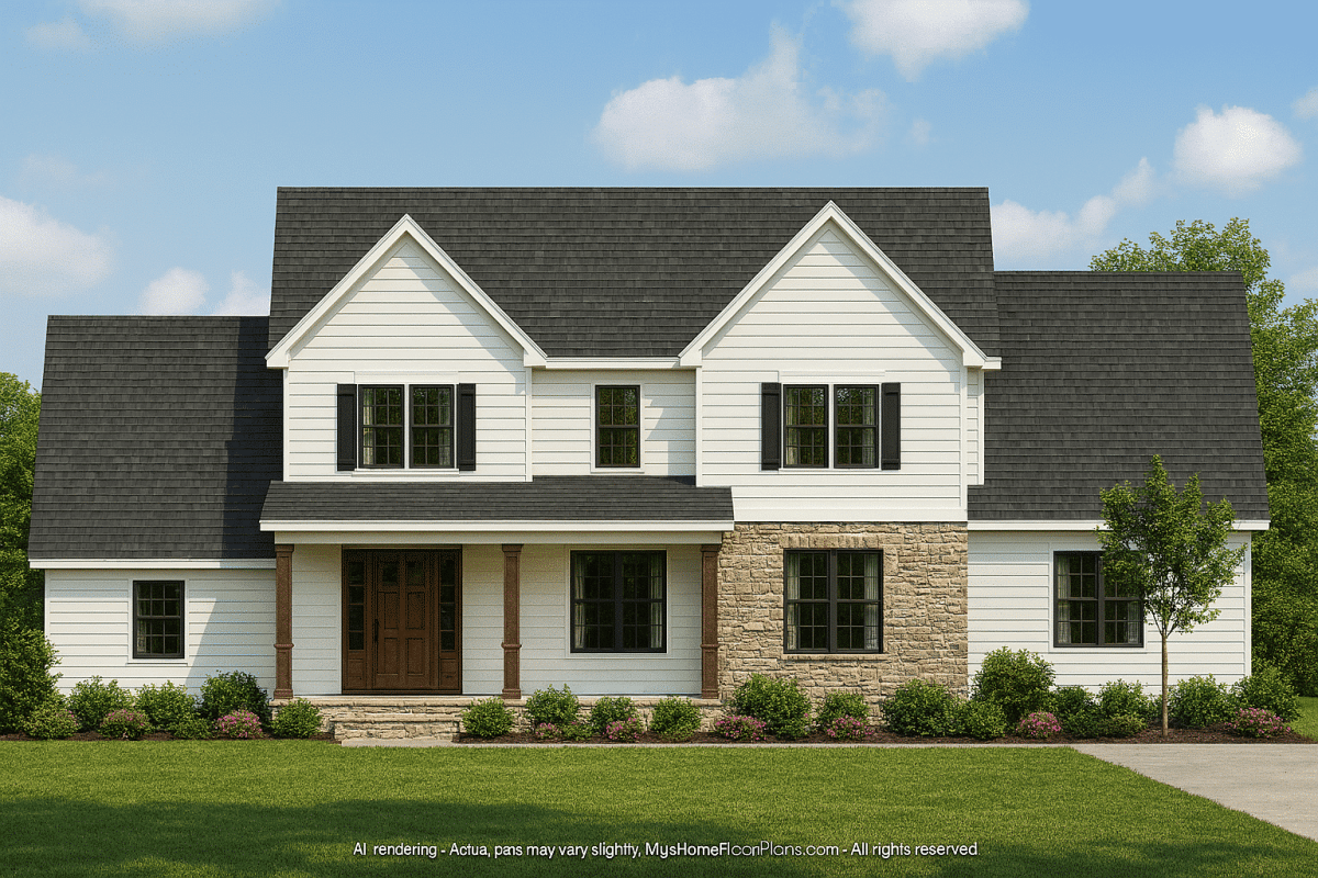 Modern Colonial Revival Home Plan with Timeless 2-Story Layout