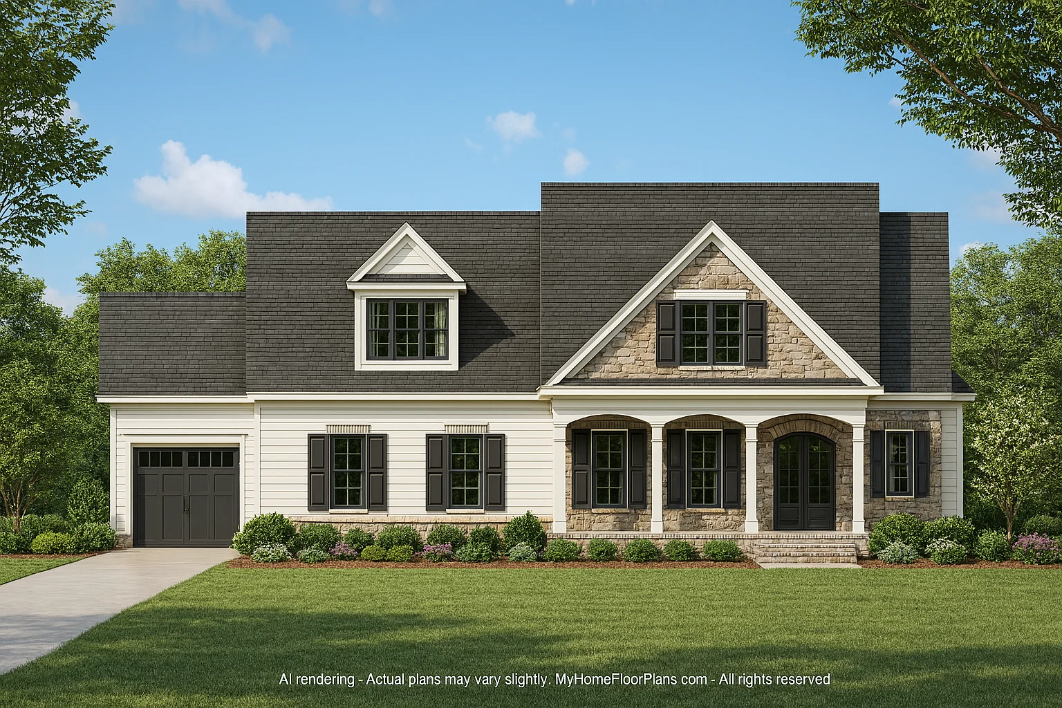 14-1133 HOUSE PLAN - 2-Story Luxury House Plan with CAD, Blueprint & Designs 3 2-Story Luxury Home Plan with Brick Exterior and Screened Porch