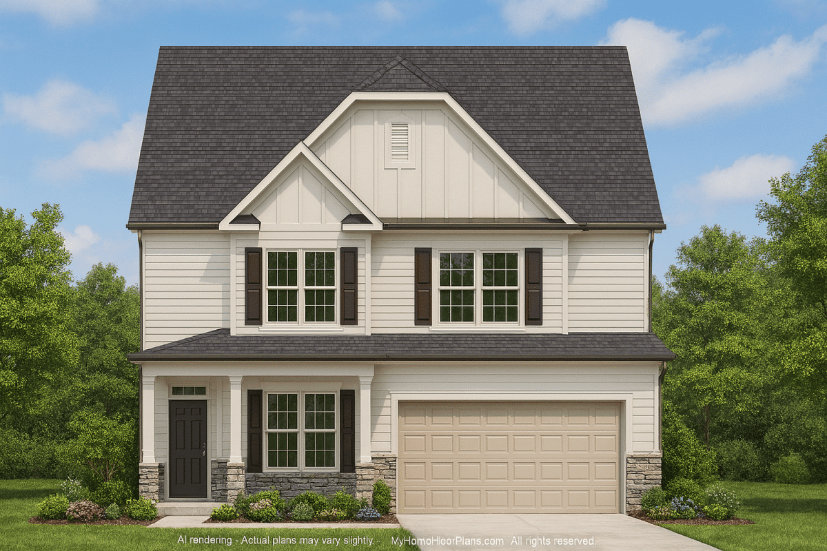 2-Story Traditional Home Plan with 4 Bedrooms and Open Floor Plan