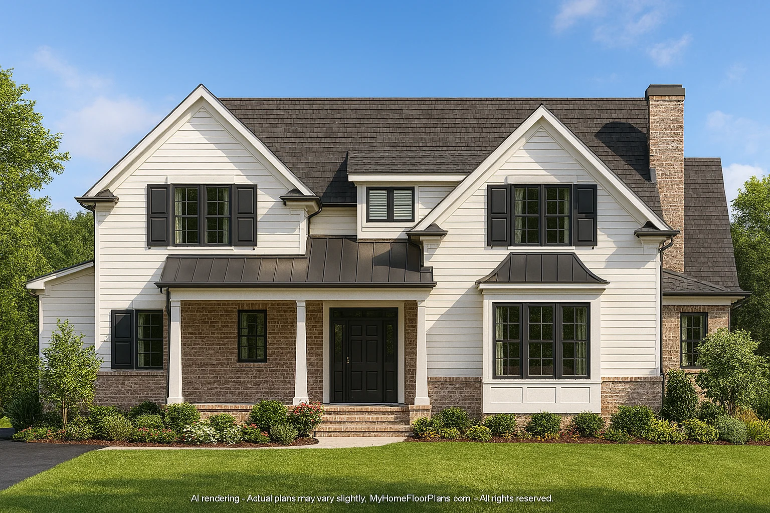 13-1007 HOUSE PLAN - Beautiful House Plan: CAD Floor Designs for Spacious Living 2 Beautiful 2-Story Home Plan with Colonial Farmhouse Design