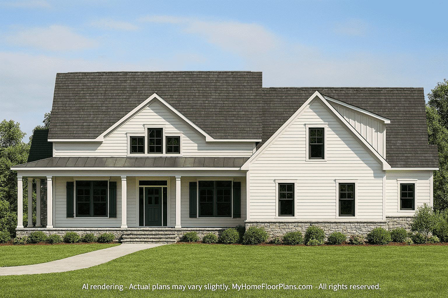 11-1429 HOUSE PLAN - House Floor Plan Blueprint: 2-Story CAD Designs & Features 2 2-Story House Floor Plan with Wraparound Porch & Vaulted Ceilings