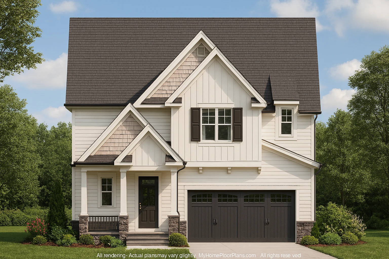 Craftsman Home Floor Plan 2,540 Sq Ft Two-Story Blueprint with CAD Files